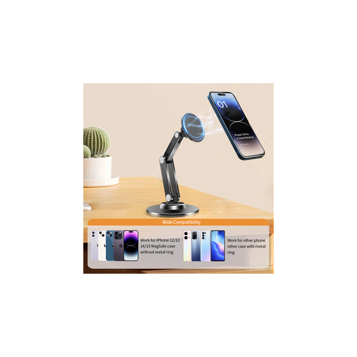 Convient au support pour iPad d'Apple, au support magnétique pour tablette, à l'aimant fort pouvant pivoter à 360 degrés degré pour bureau, angle