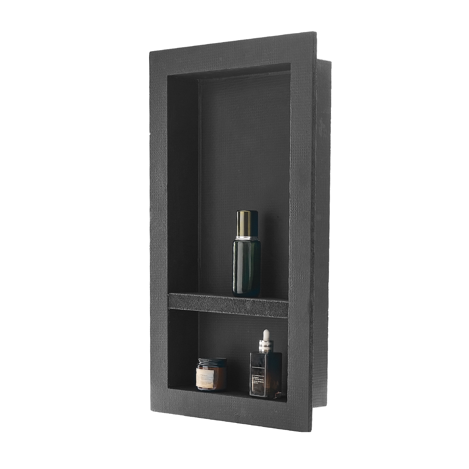 Niche murale encastrée de 16 x 28 x 4&nbsp;po de VEVOR avec tablette séparatrice mobile, rangement moderne pour savon et shampooing, coins carrés,
