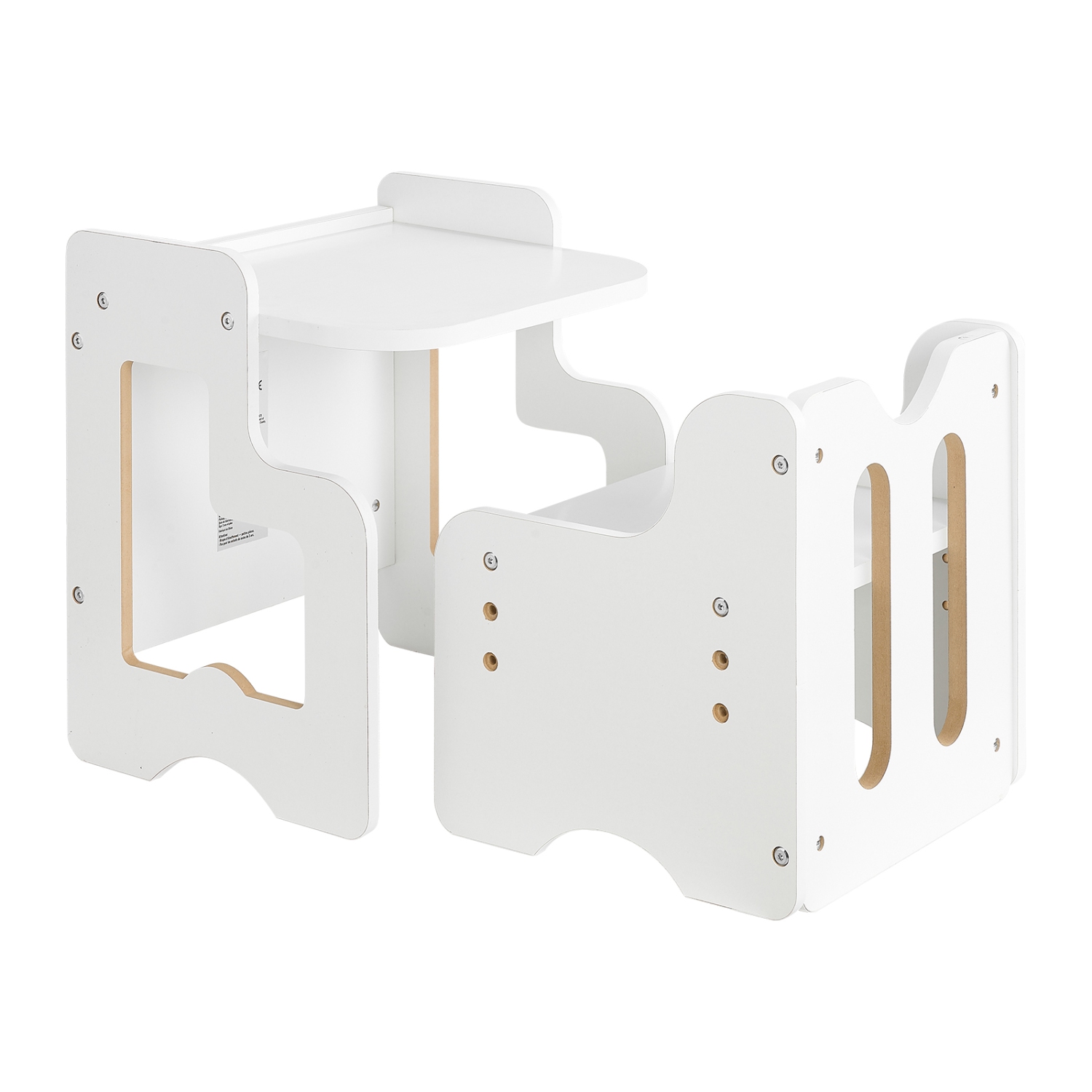 VEVOR 3 In 1 Montessori Weaning Table and Chair Set, Wooden Toddler Table and Chairs with Chalkboard, Adjustable Height Montessori Table for Ages