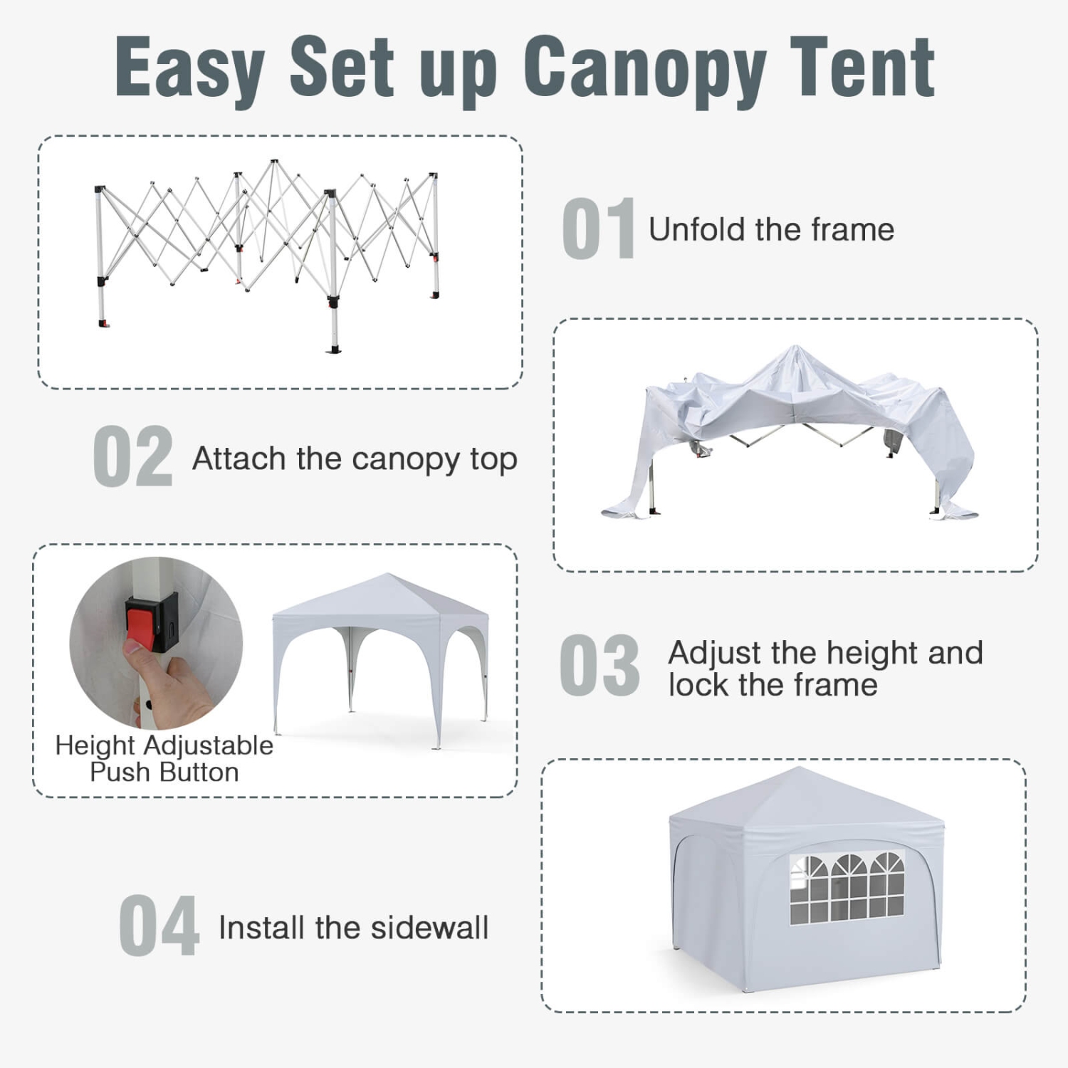 Costway 10 X 10 FT Pop up Canopy Tent Outdoor Easy Setup Sunshade with Wheeled Bag Blue/White/Gray