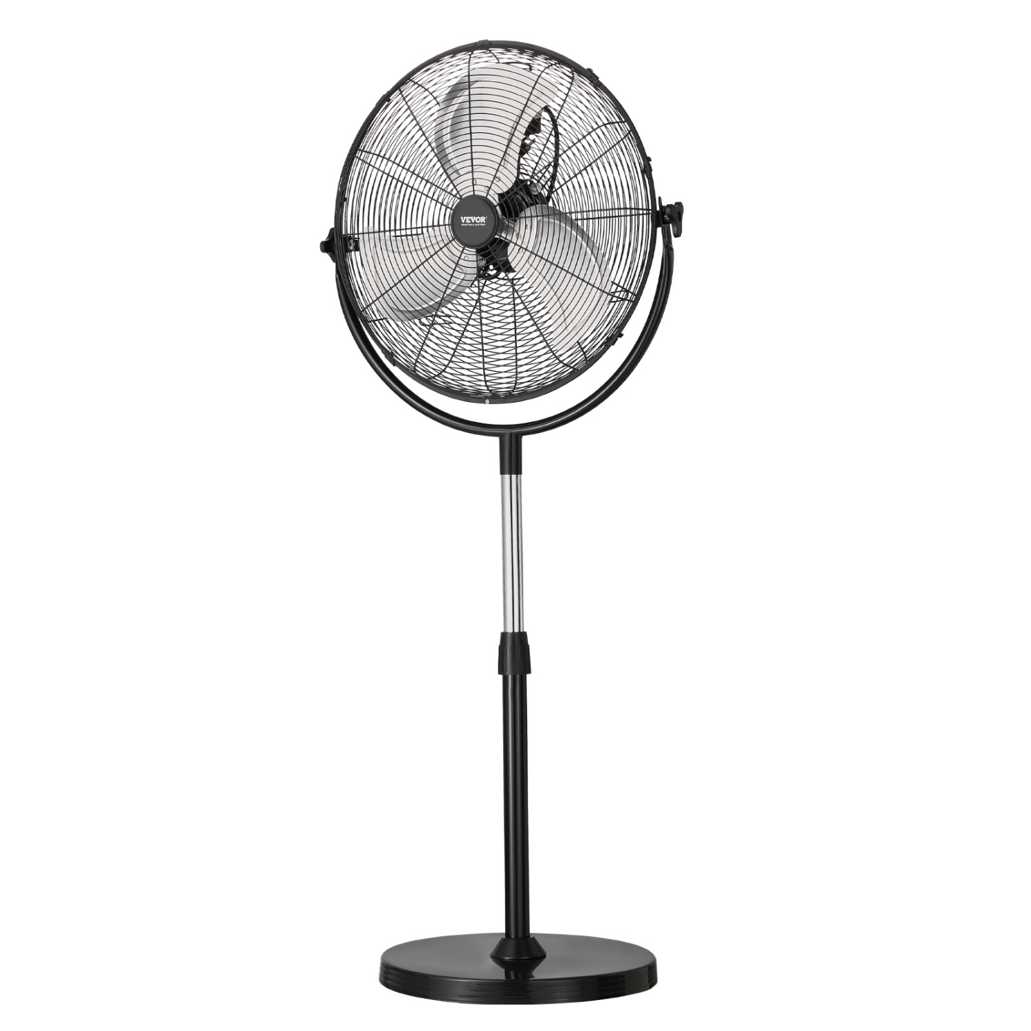 VEVOR 20 Inch Industrial Pedestal Fan, Standing Fan with 46.9 to 59.6 Inches Adjustable Height, Floor Fans with 3 Adjustable Speeds, High Power
