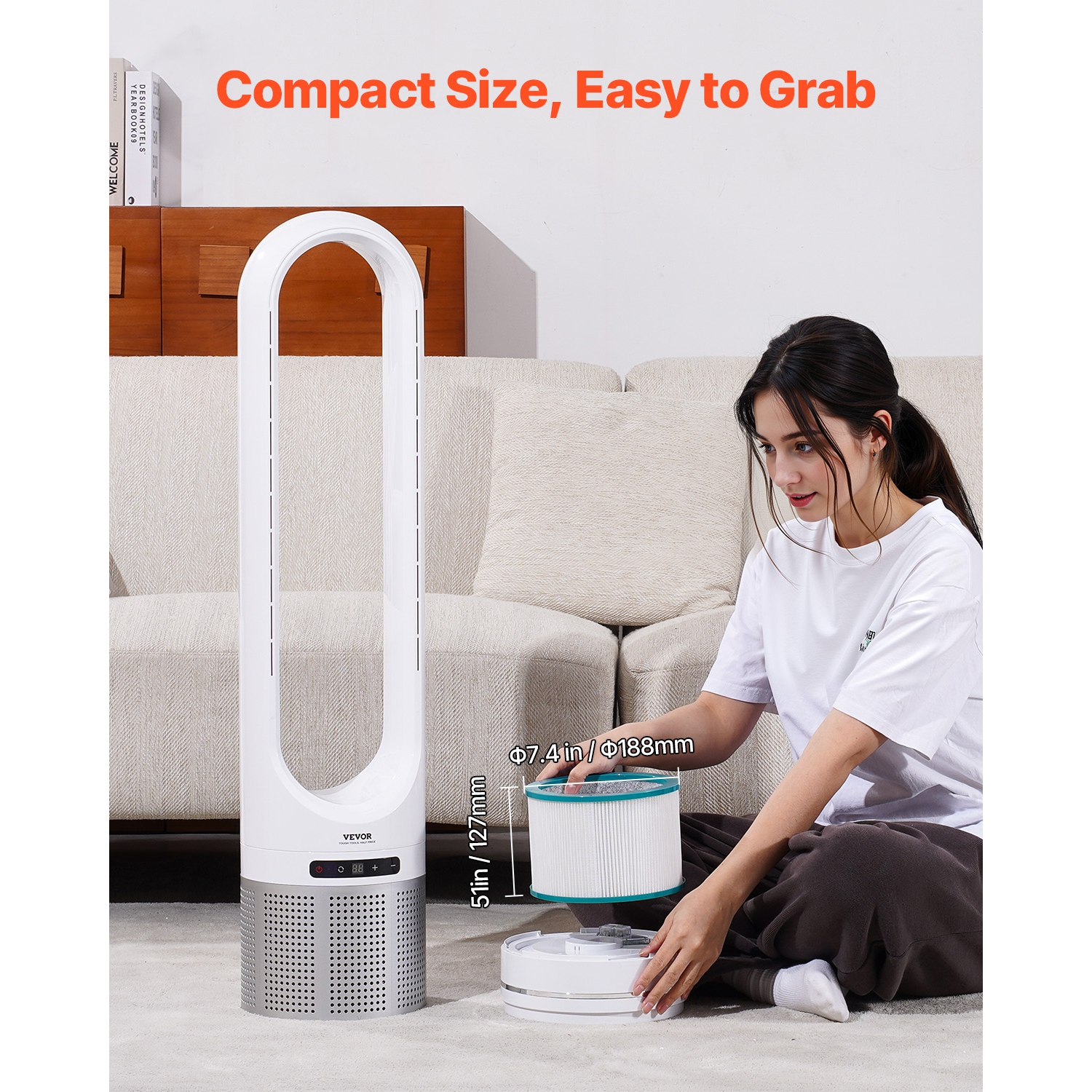 VEVOR Replacement Filter for Tower Fan, Multi-Layers Air Purifier Filter Replacement with High-Density HEPA and Activated Carbon, ideal for Capturing