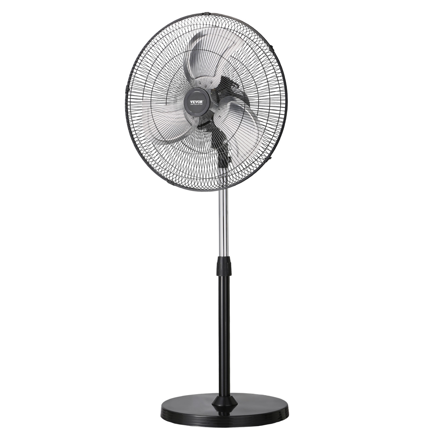 VEVOR 20 Inch Industrial Pedestal Fan, 90-Degree Oscillating Fan, Height Adjustable Standing Fans with 3 Adjustable Speeds, High Power Floor Fans for
