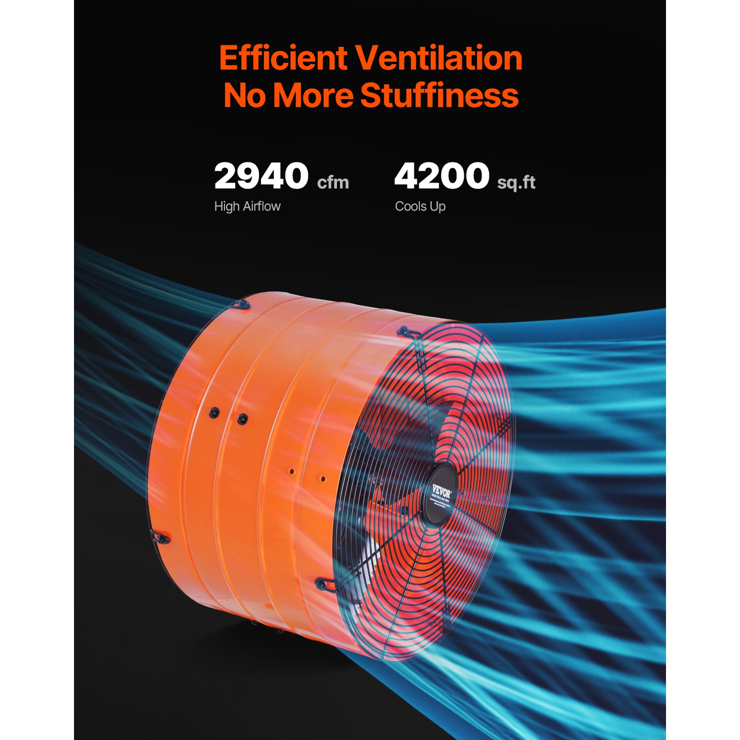 VEVOR 16 Inch Gable Mount Fan, Attic Exhaust Fan with Adjustable Thermostat & Outer Mesh, 2940 CFM House Ventilator Cools Up to 4200 Sq.Ft, Quiet