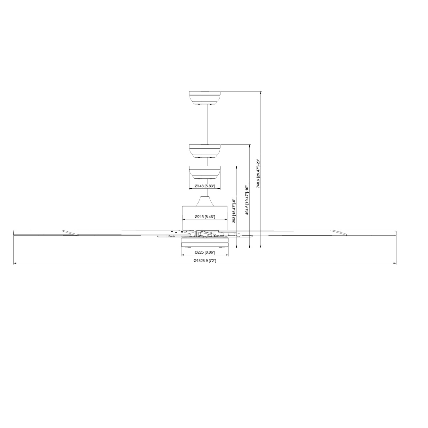 VEVOR 72 In Ceiling Fan with Light, 6-Speed Remote Control, Dimmable 3-Color Temperature, Reversible DC Motor, Modern Low Profile Flush Mount Fan for