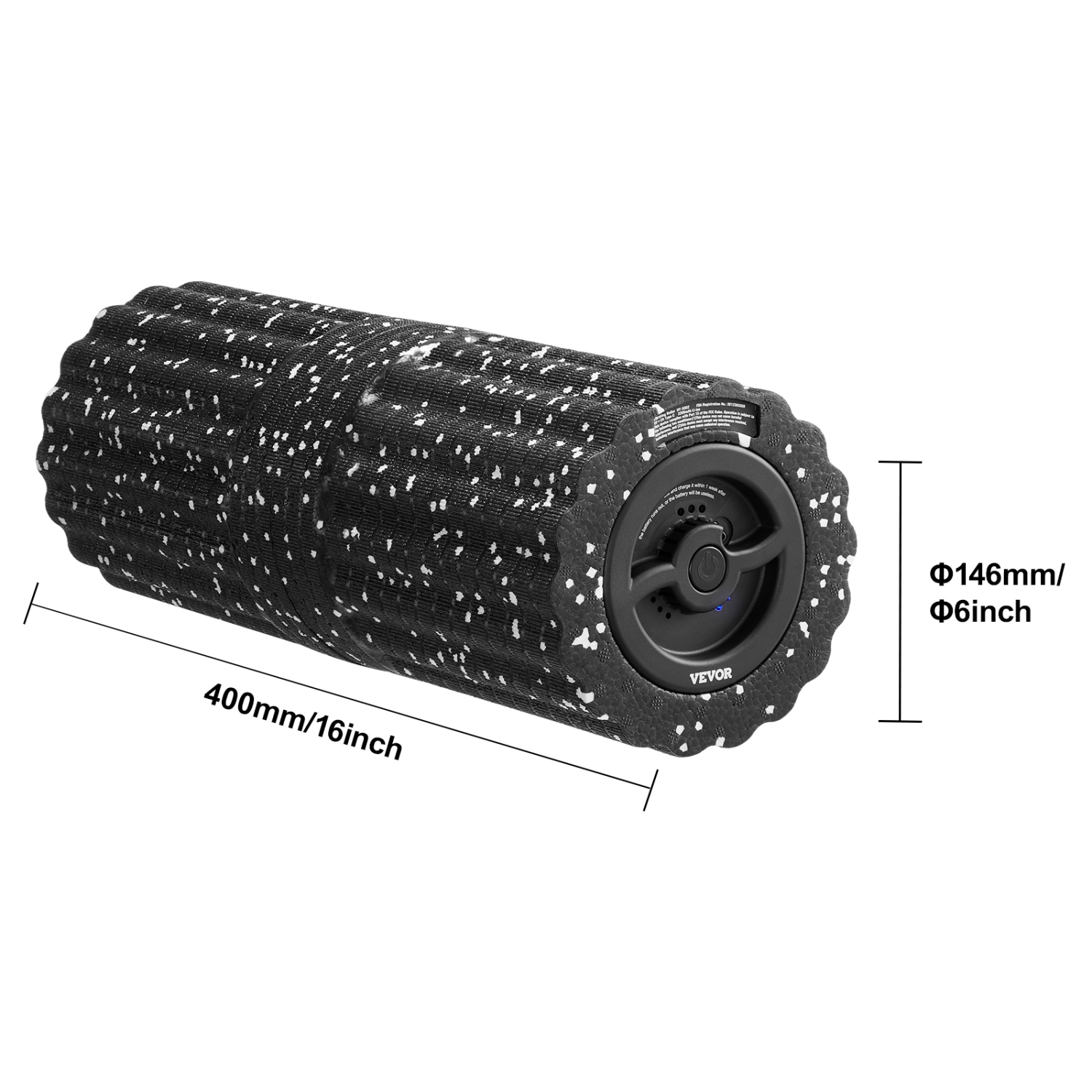 VEVOR 4-Speed Vibrating Foam Roller,Electric Massage Roller,16" Rechargeable 3D Texture, High Density EEP Foam Massager for Muscle Deep Tissue, Back