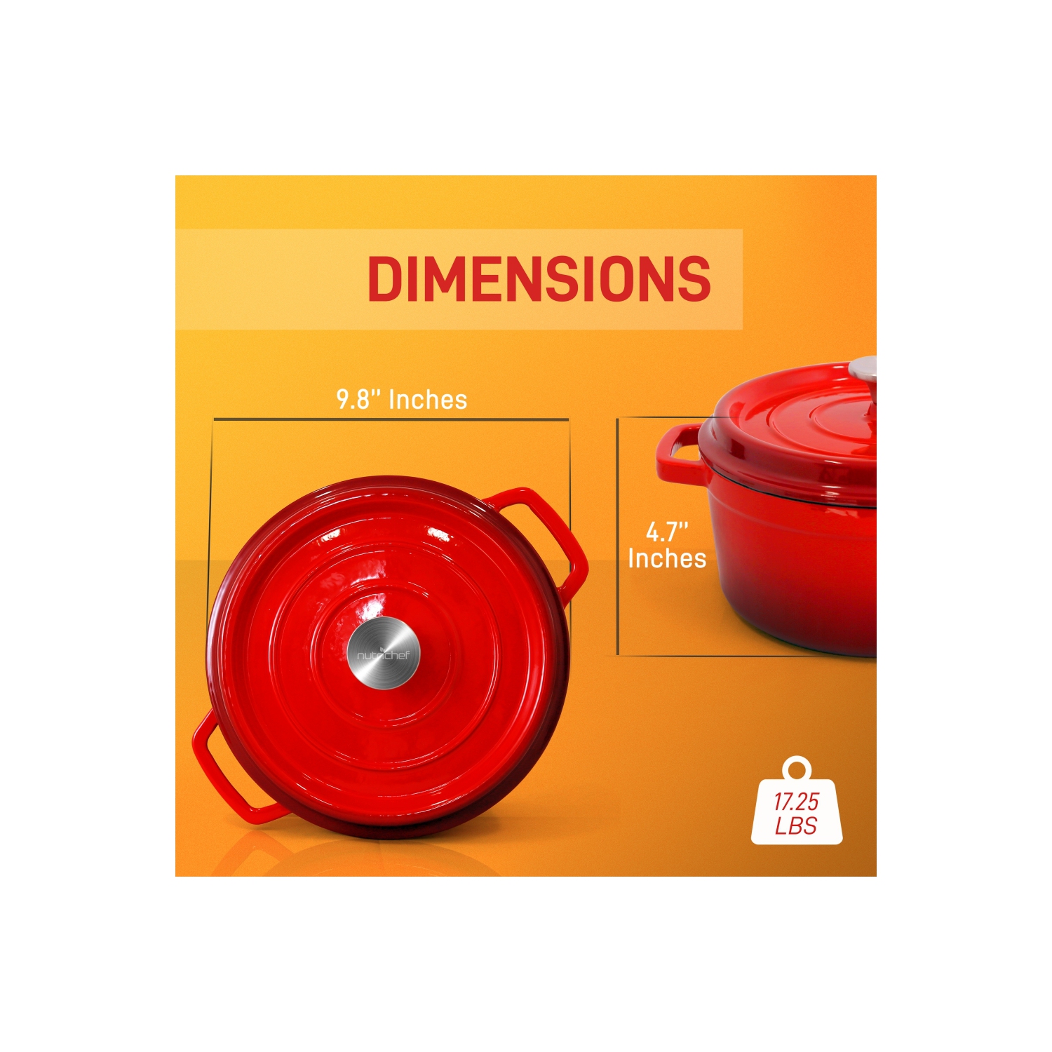 Kitchen Dutch Oven Pot - Enamel Coated Cast Iron Pot with Lid, Stovetop Casserole Pot Style