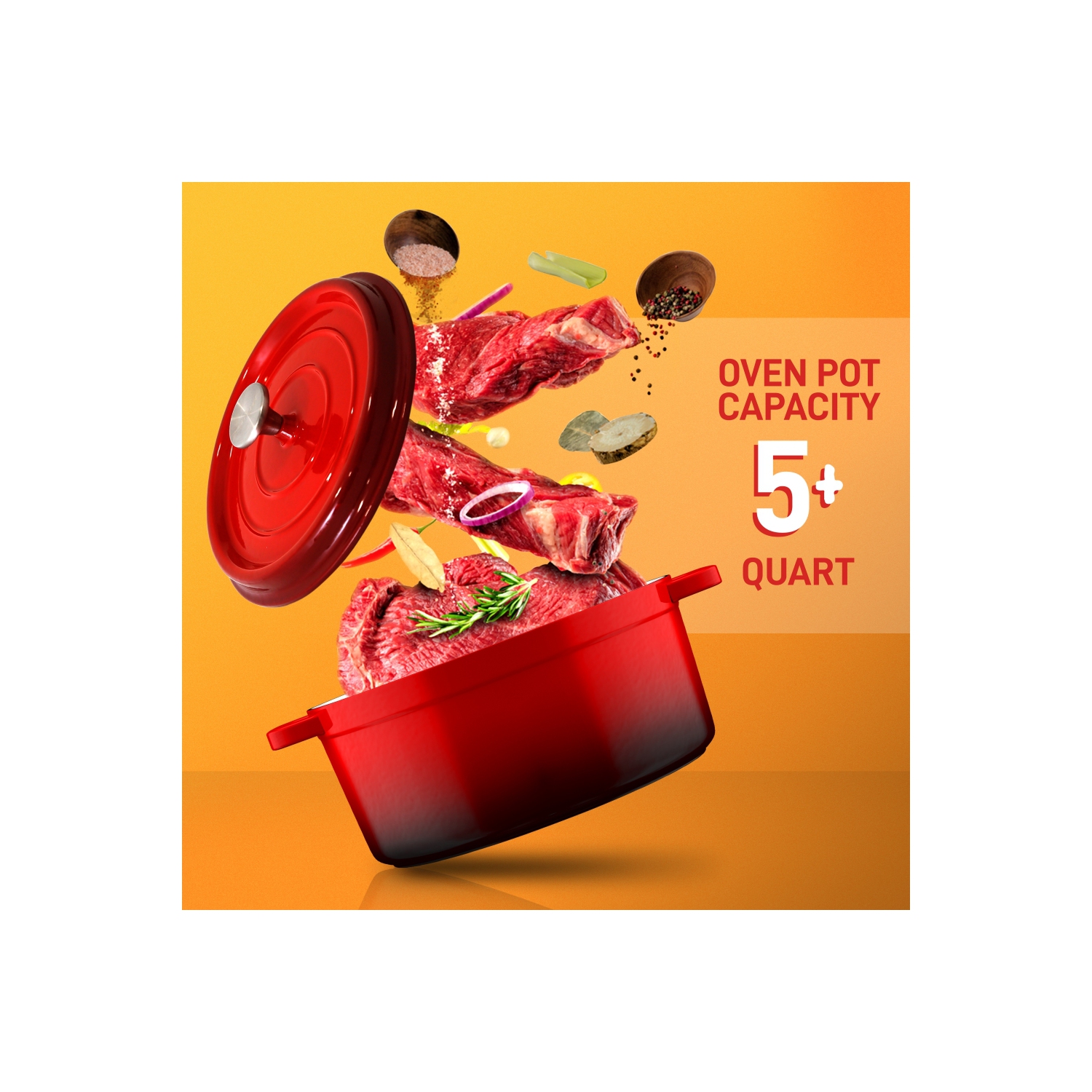 Kitchen Dutch Oven Pot - Enamel Coated Cast Iron Pot with Lid, Stovetop Casserole Pot Style