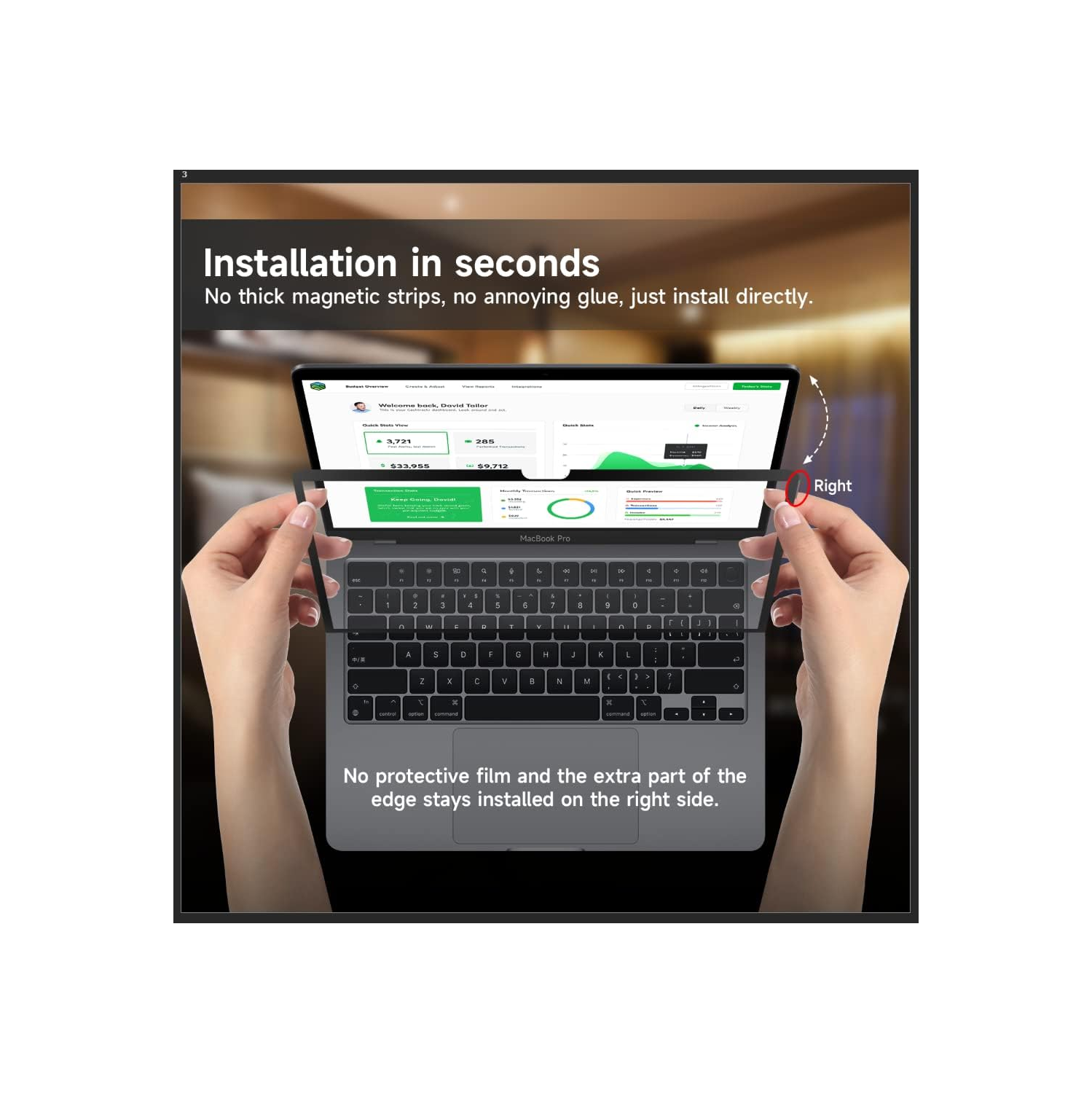 ANTOGOO V Upgrade Privacy Screen Filter Compatible with MacBook Pro 14 Inch, Removable Anti Blue Light Anti Glare Laptop Privacy Filter, No Magnetic