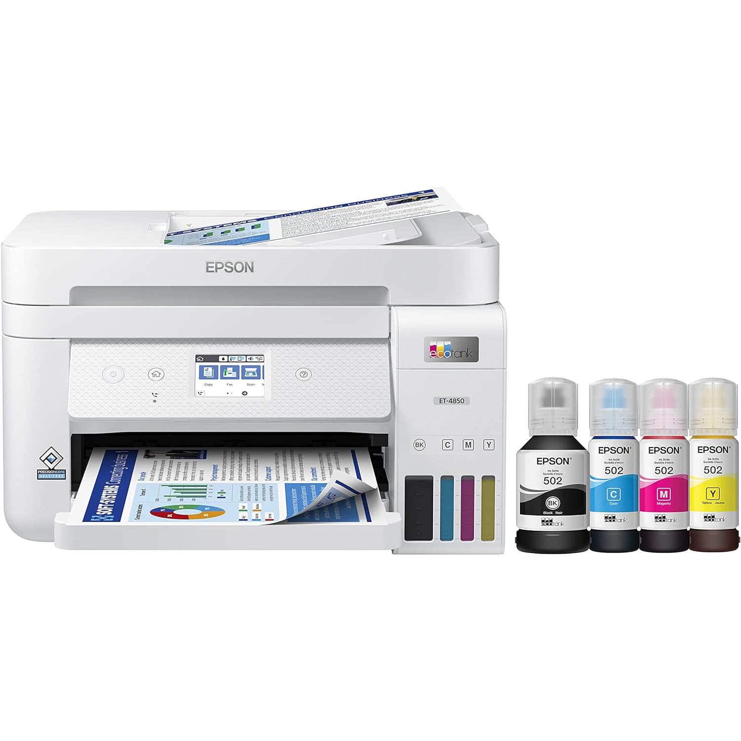Epson EcoTank ET-4850 Wireless All-in-One Cartridge-Free Supertank Printer with Scanner, Copier, Fax, ADF and Ethernet