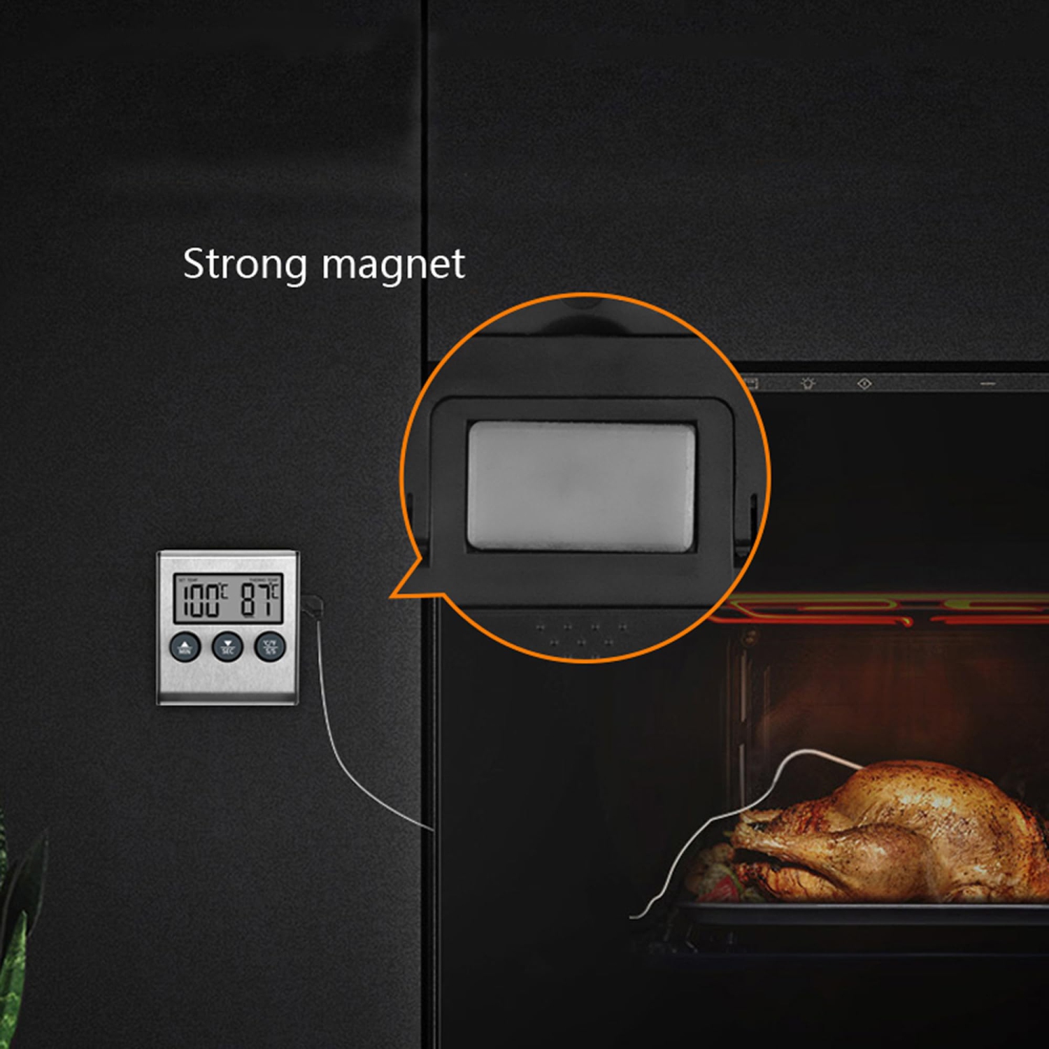 Oven Thermometer, Kitchen Sugar Baked Food Thermometer Timer Alarm Oven Meat Barbecue Electronic Thermometer