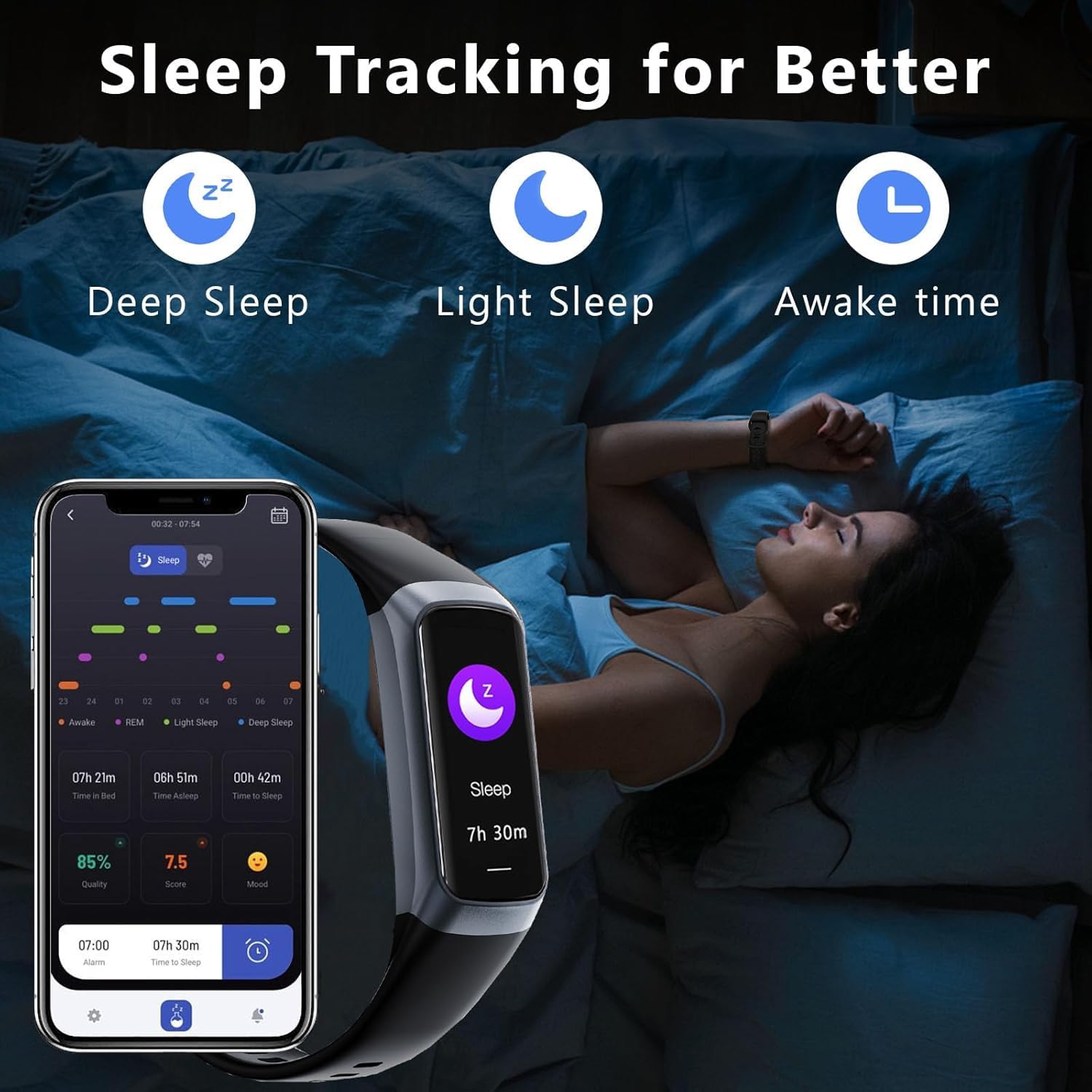 Fitness Tracker with 24/7 Heart Rate Blood Oxygen Sleep Monitor,Activity Tracker with AMOLED Touch Color Screen