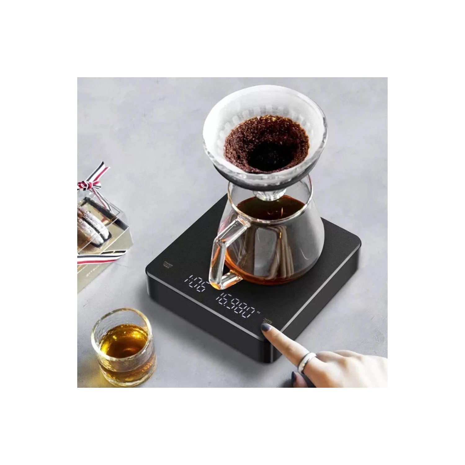 Mini Coffee Scale Timer Rechargeable 3kg/0.1g Espresso Scale Auto Tare LCD