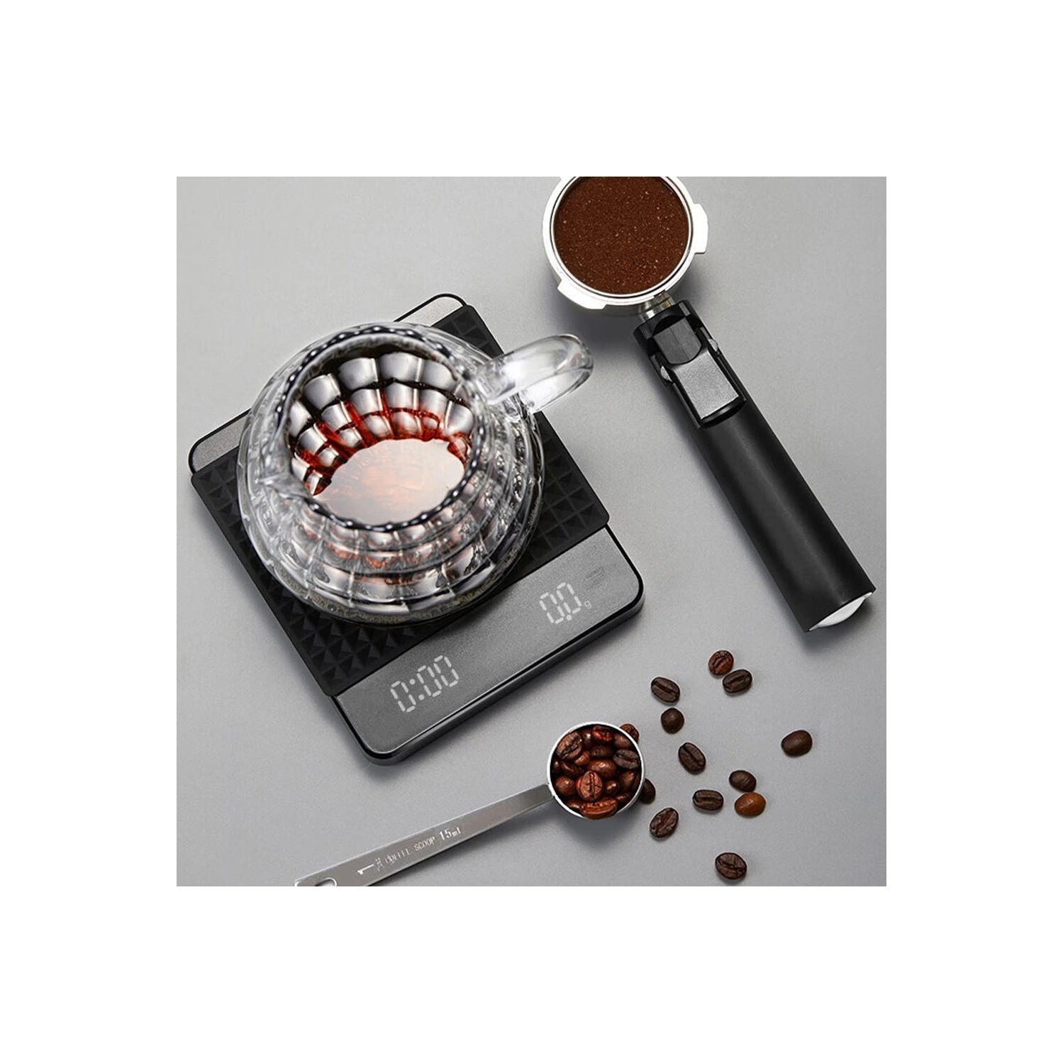 Mini Coffee Scale Timer Rechargeable 3kg/0.1g Espresso Scale Auto Tare LCD