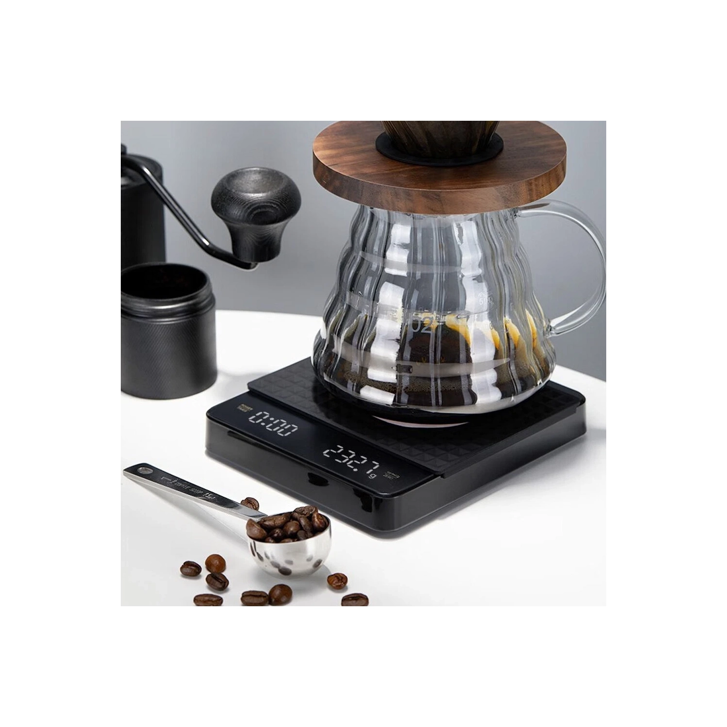 Mini Coffee Scale Timer Rechargeable 3kg/0.1g Espresso Scale Auto Tare LCD
