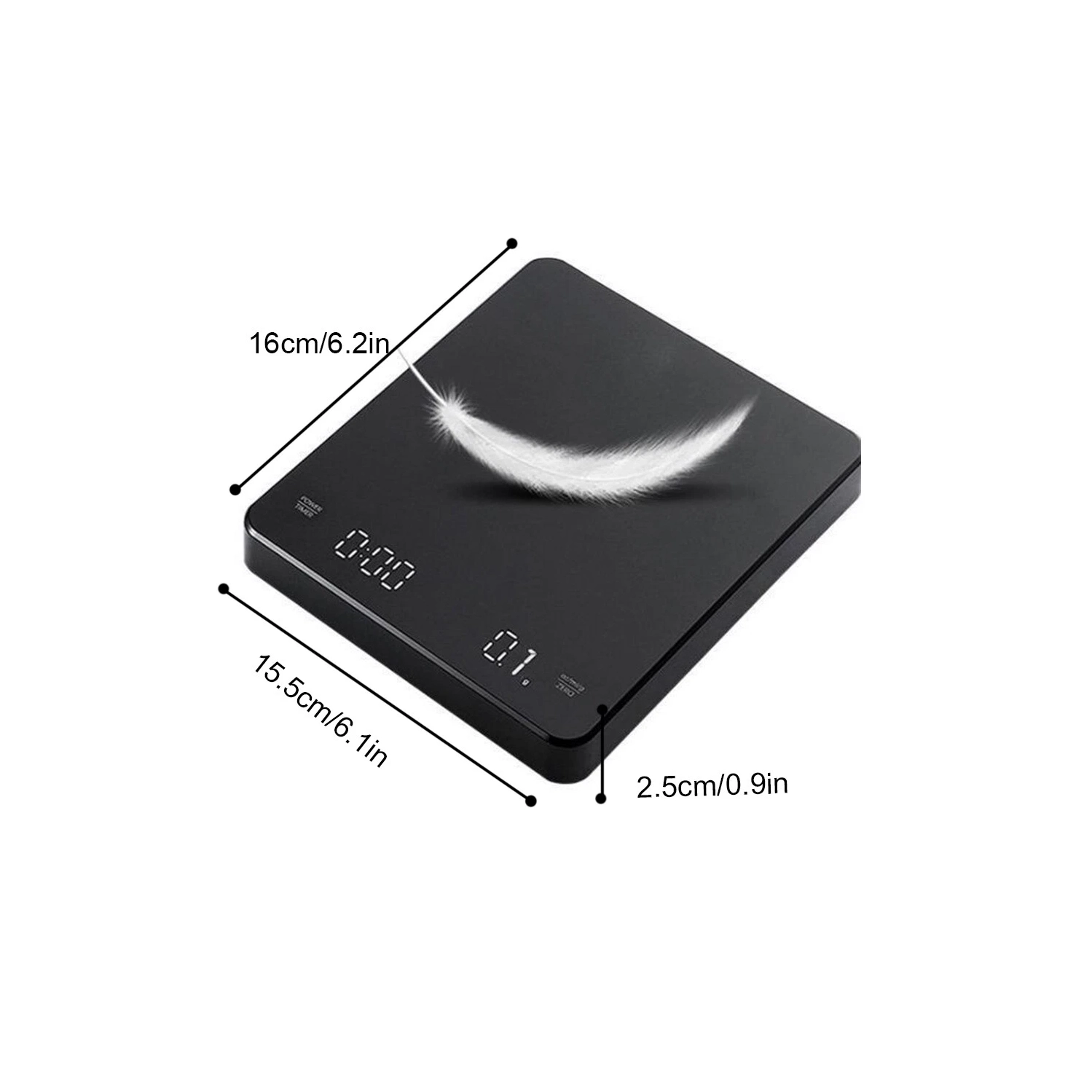 Mini Coffee Scale Timer Rechargeable 3kg/0.1g Espresso Scale Auto Tare LCD