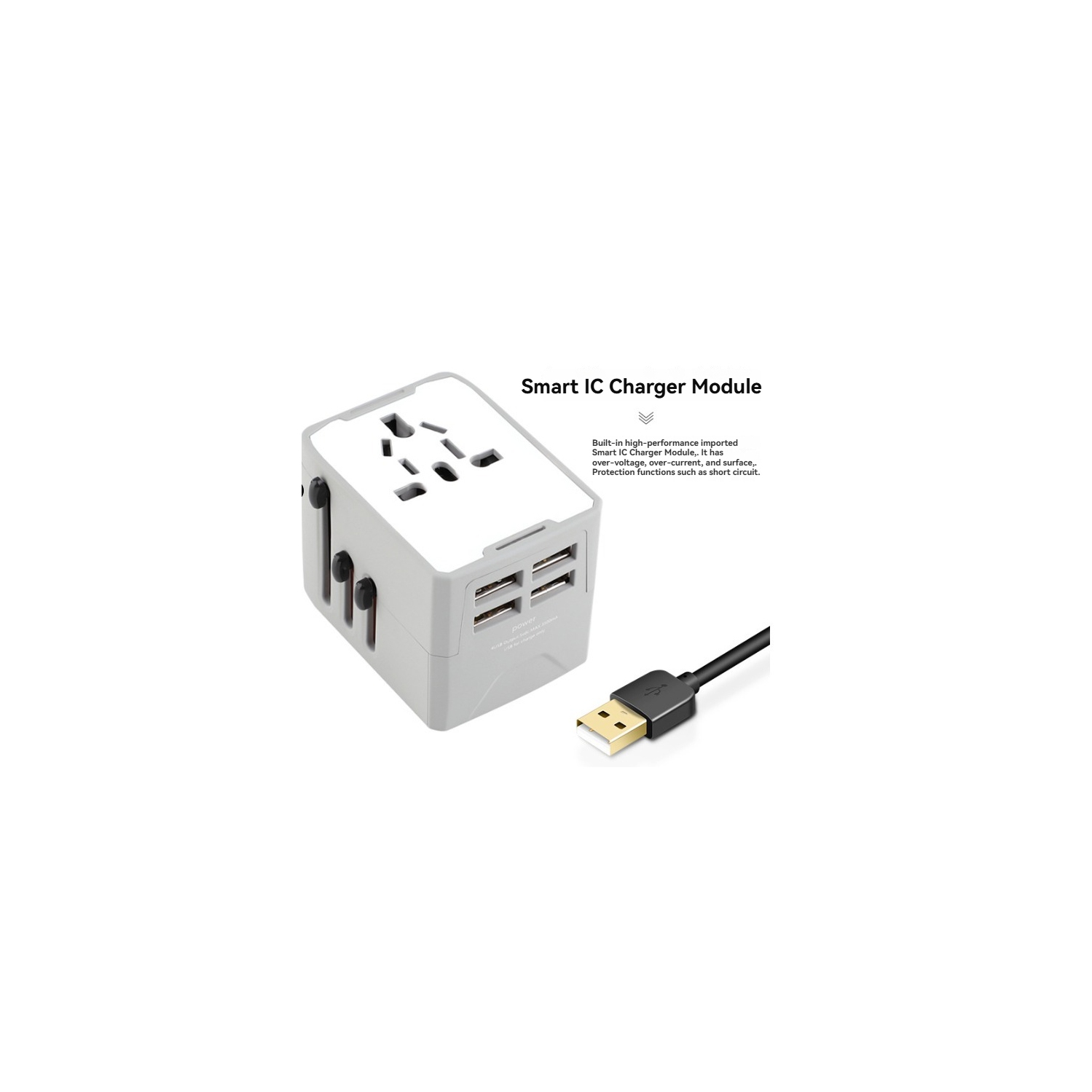 Universal Plug Adapter, Multipurpose Outlet Adapter - White
