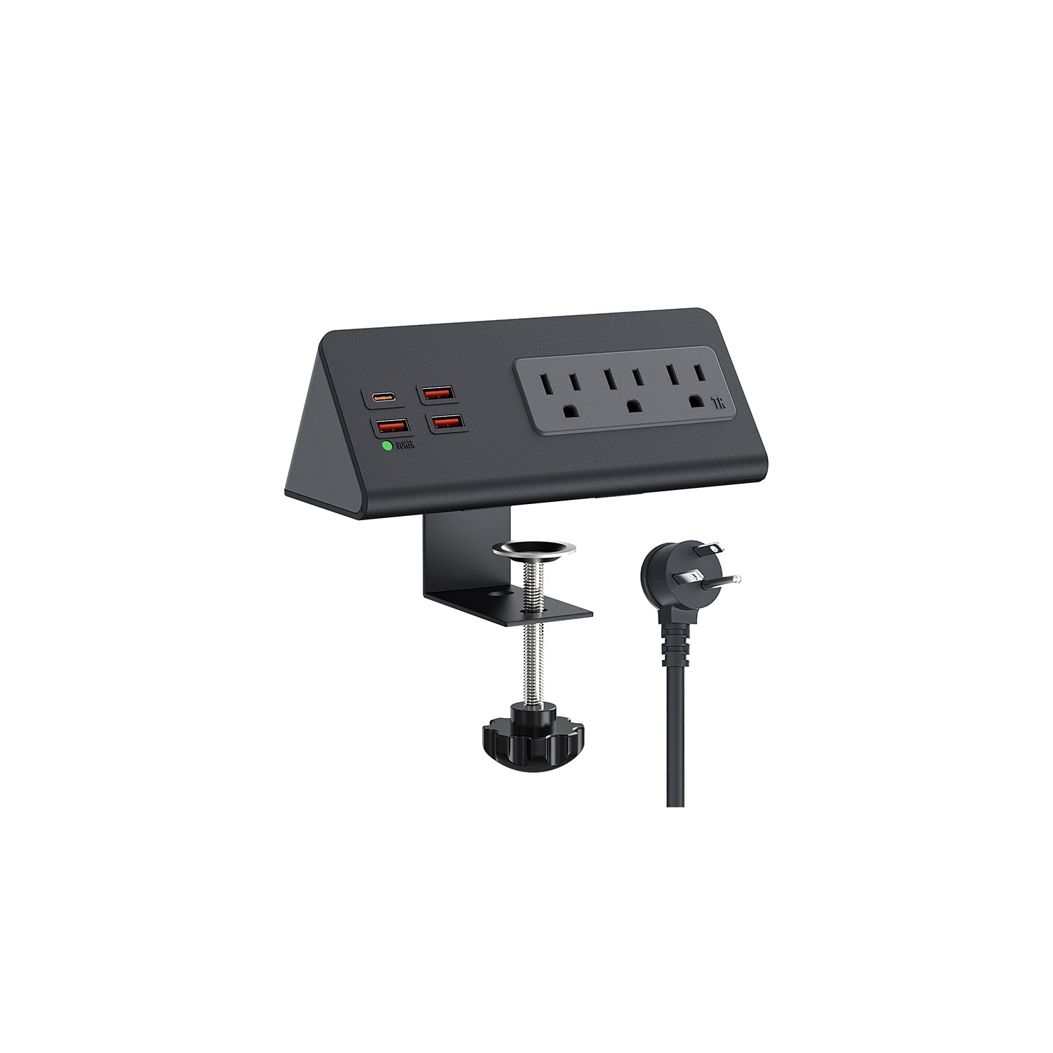 Rotation de bureau fixe sans ouverture, port USB-C à chargement rapide 20&nbsp;W et 3 prises c.a., station de recharge de table de chevet, accessoire