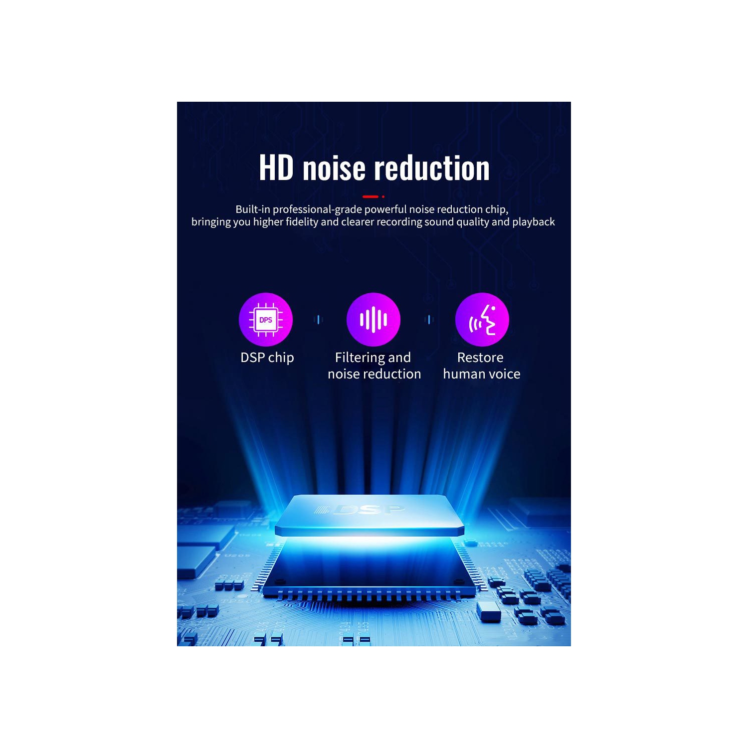 Recording pen high-definition noise reduction and air-conditioning recorder for students to record class meetings, portable recorder—64GB