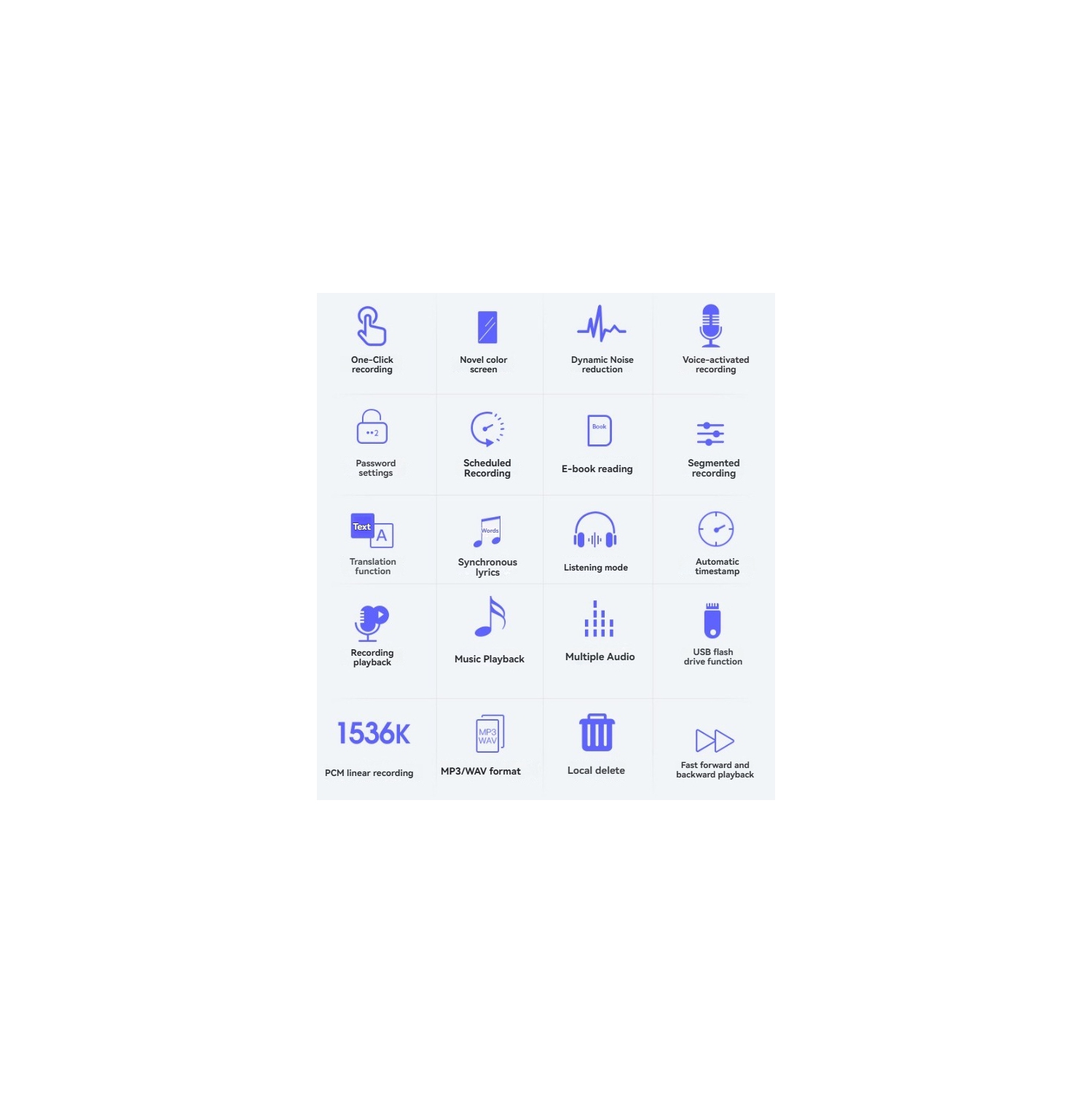 HD noise reduction audio recorder MP3 player, digital audio recorder, voice to text segmented double frame recording digital audio recorder --16GB