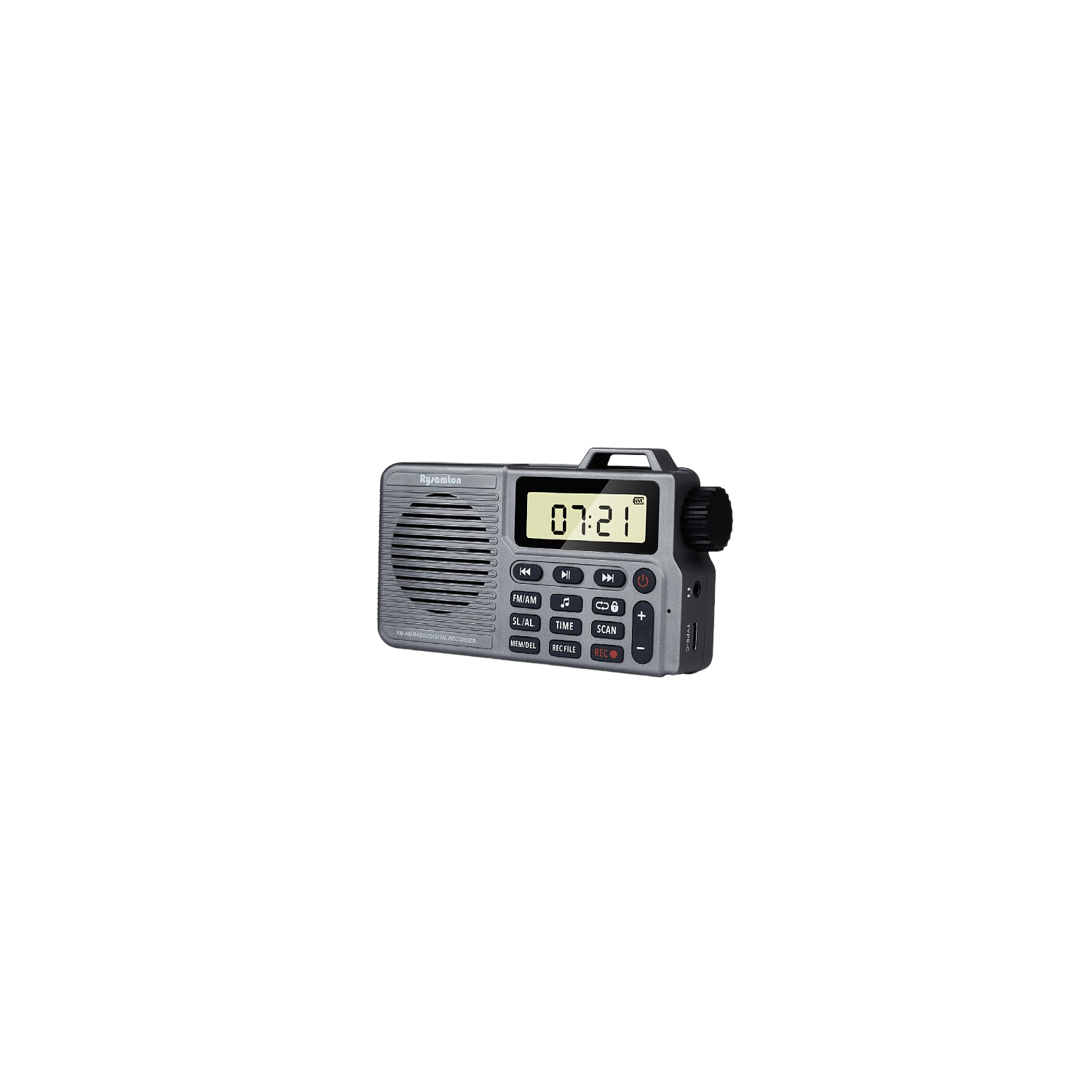 Enregistreur radio AM/FM portatif, lecteur de musique multifonction rechargeable - gris