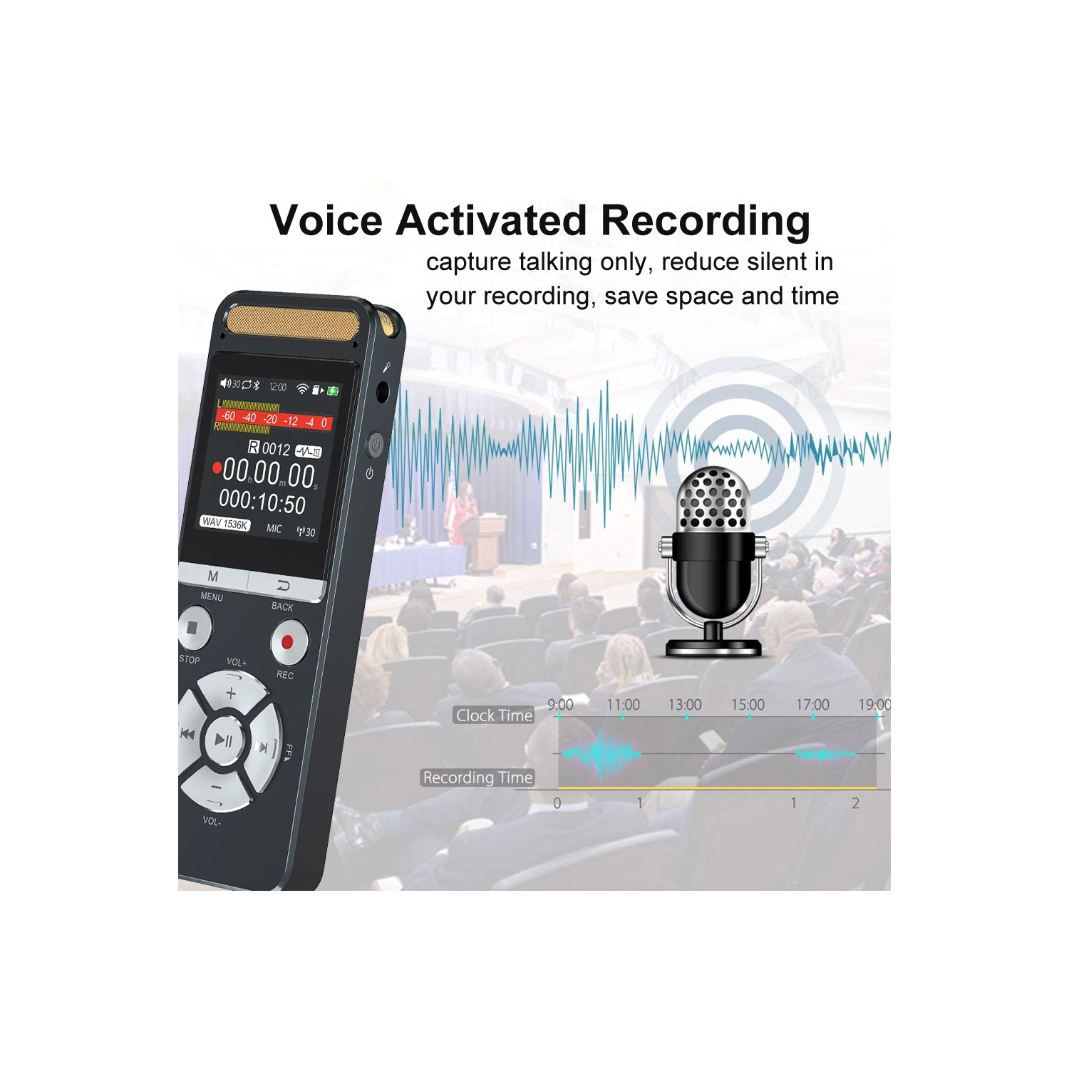 9216Kbps digital recorder - noise reduction recorder, voice-activated recorder, with playback noise reduction function -128GB