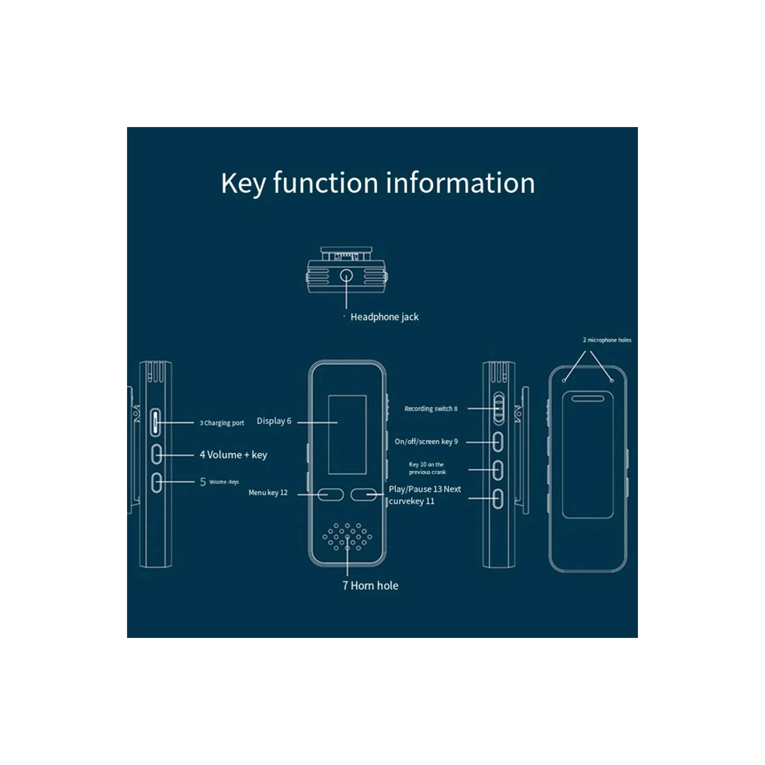 Bluetooth call recorder professional high-definition noise reduction class meeting portable back clip MP3 external speaker - 32GB