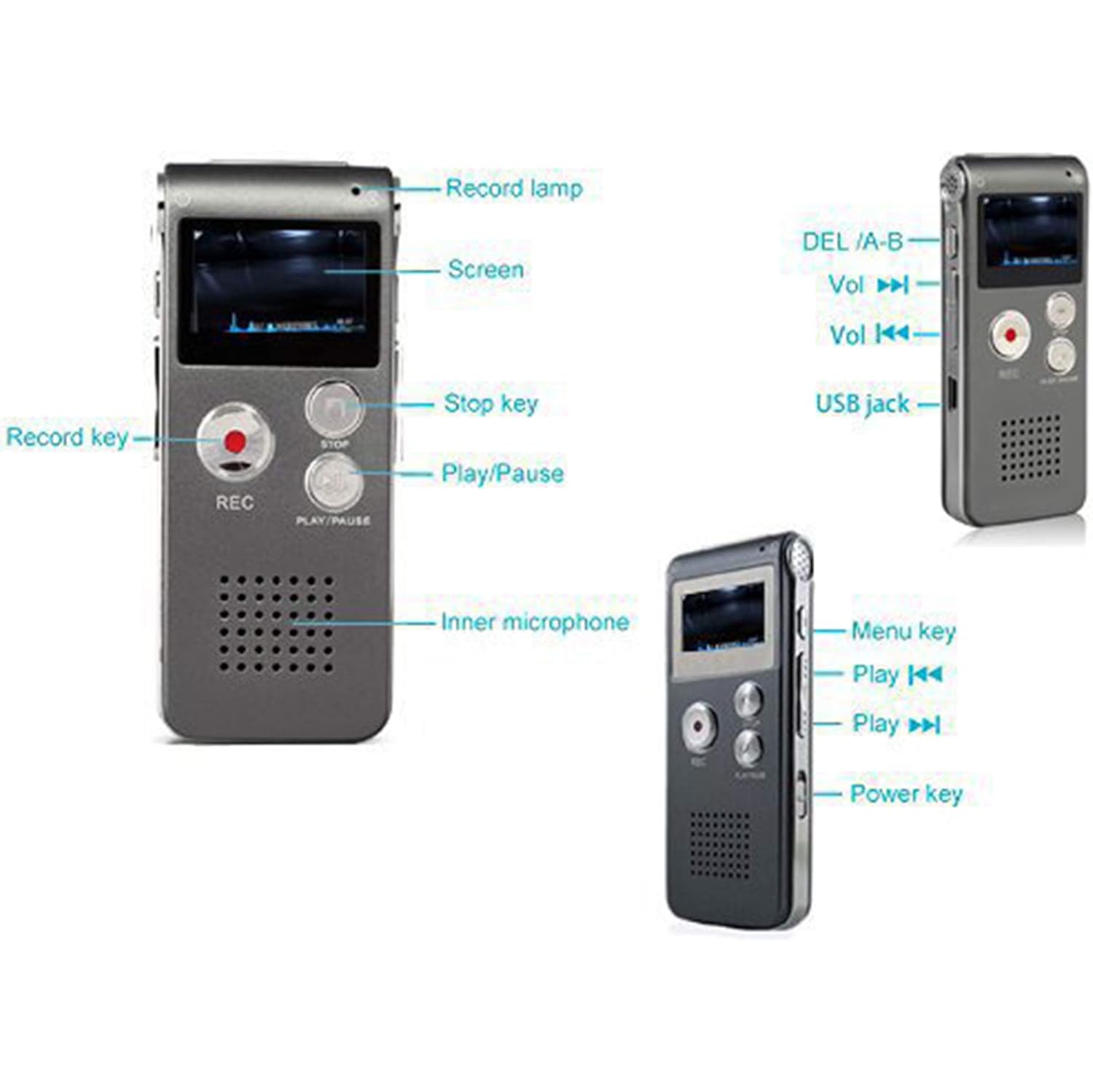 Video recorder MP3 player smart digital external speaker function voice recorder—64GB