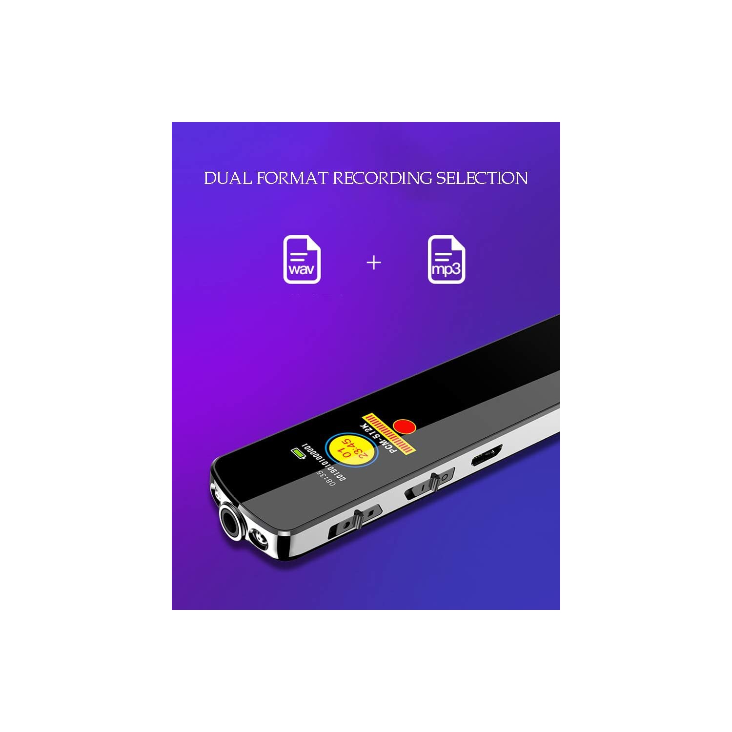 HD noise reduction audio recorder MP3 player, digital audio recorder, voice to text segmented double frame recording digital audio recorder --32GB