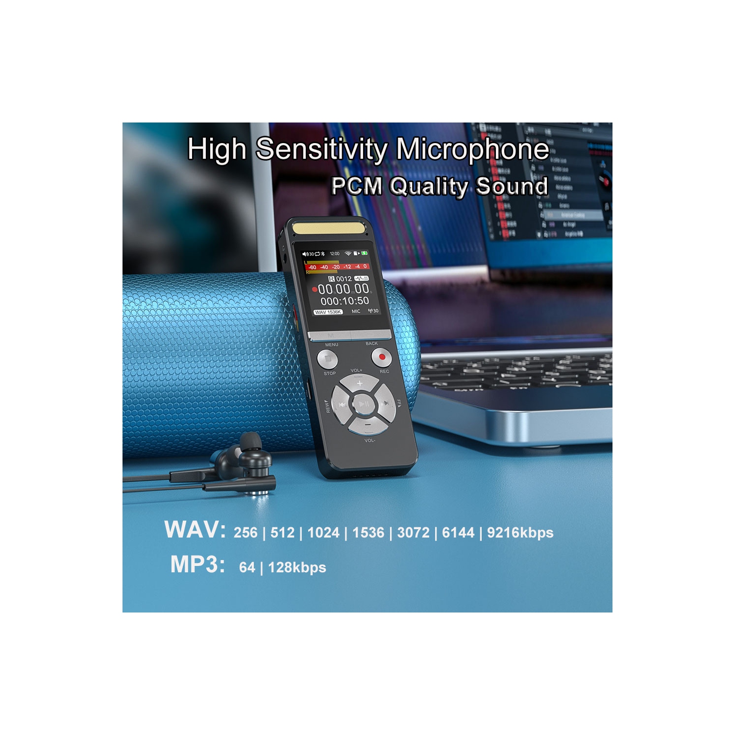 9216Kbps digital recorder - noise reduction recorder, voice-activated recorder, with playback noise reduction function -64GB