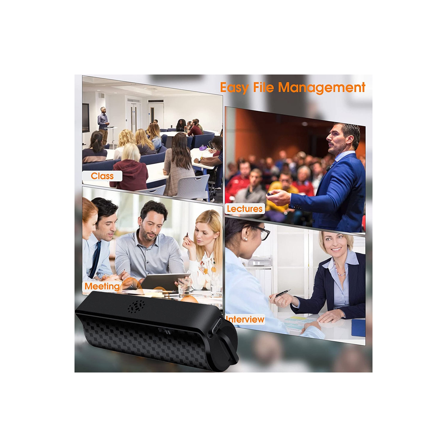 Magnetic recorder with long-lasting flight recorder for class, business meeting, intelligent voice-controlled recorder-128GB