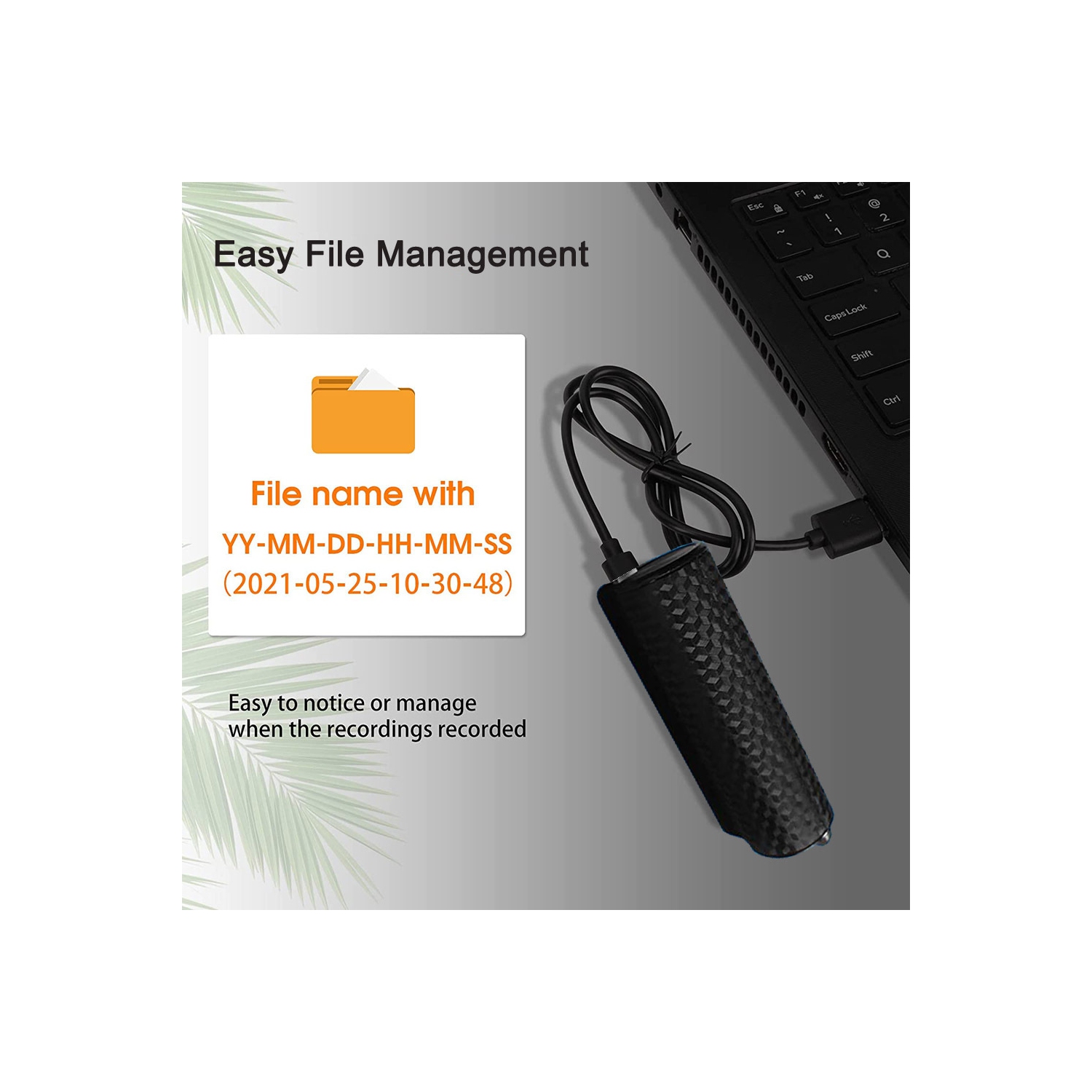 Magnetic recorder with long-lasting flight recorder for class, business meeting, intelligent voice-controlled recorder-64GB