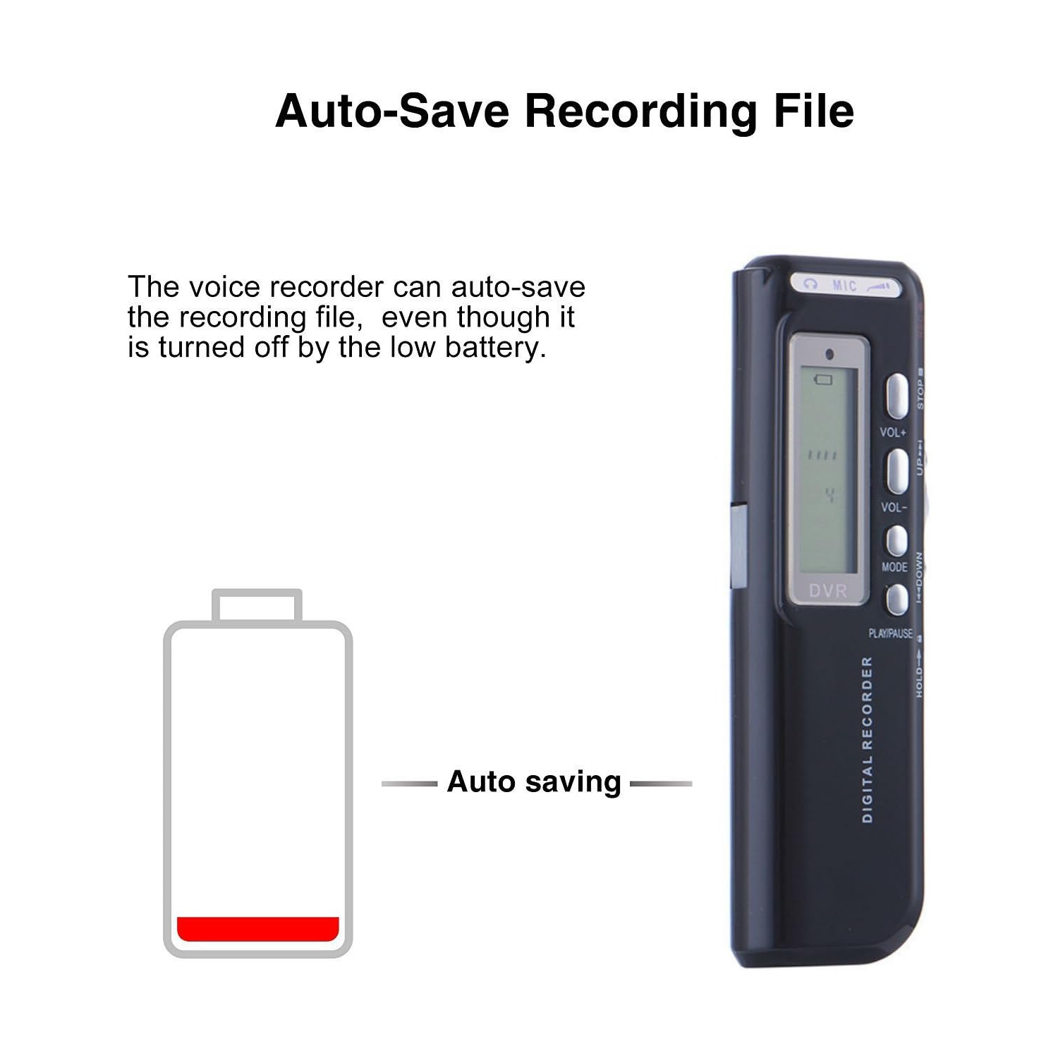 Digital Voice Recorder, Professional 8GB Digital Voice Recorder with MP3 Player, HD Voice Recorder, Dual Noise Cancelling Microphones and LCD Screen