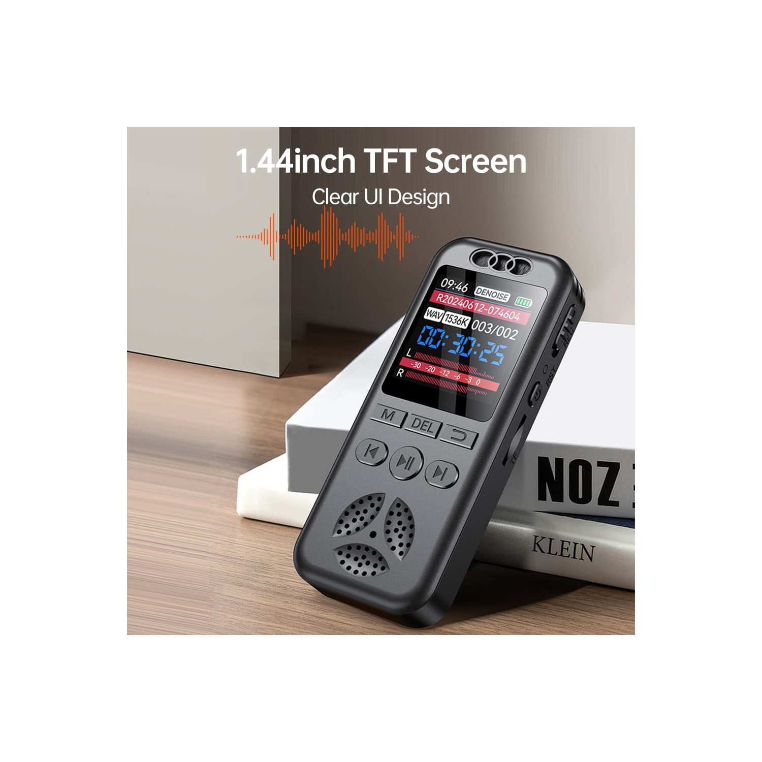 Digital voice recorder, voice activation or noise reduction, MP3 music player, 560 hours of recording files, device support password - with 8GB