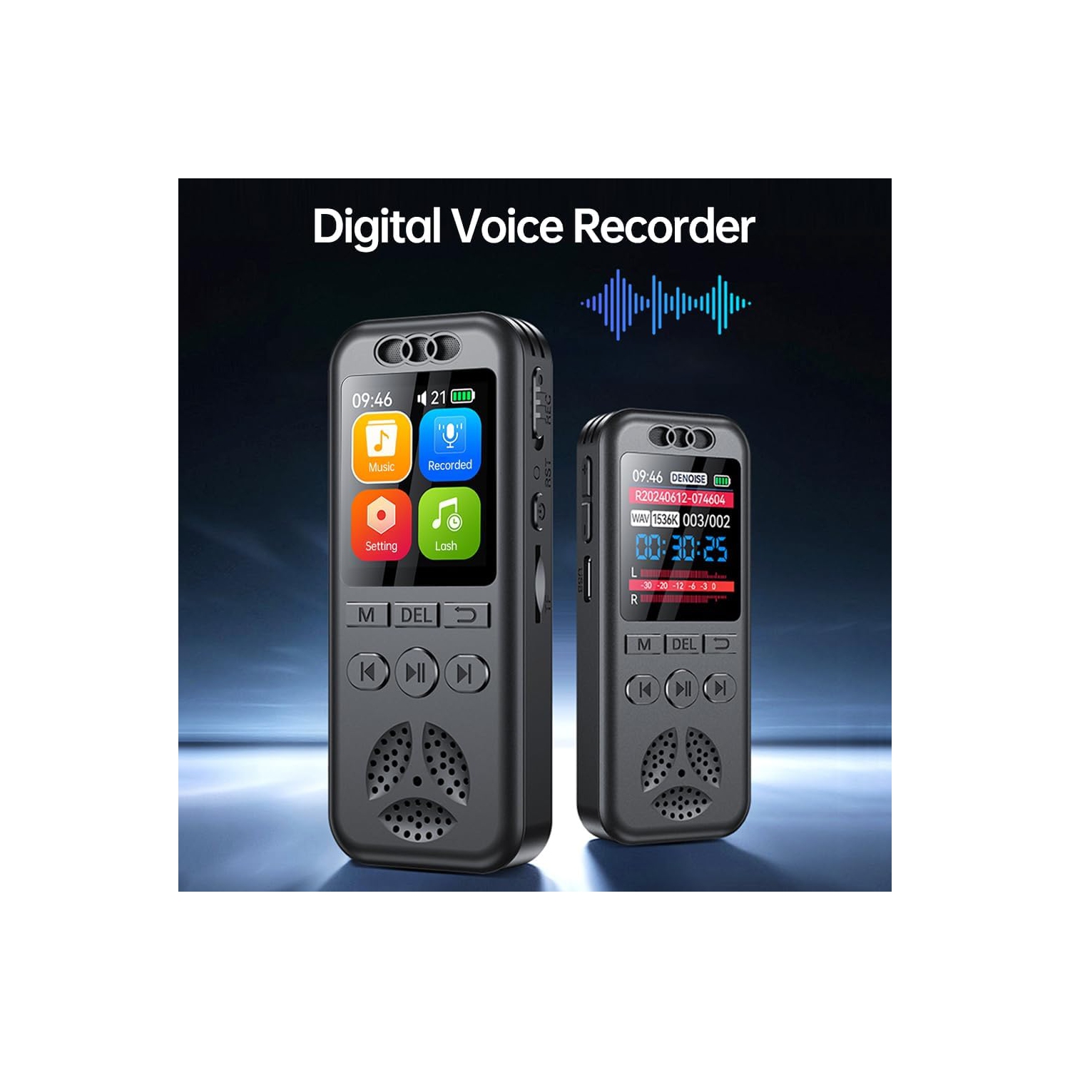 Enregistreur vocal numérique, activation vocale ou réduction du bruit, lecteur de musique MP3, 560 heures d'enregistrement de fichiers, prise en