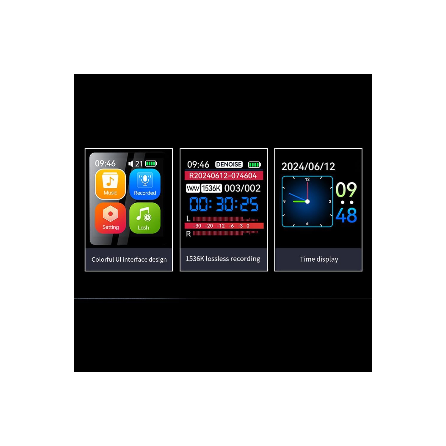 Enregistreur vocal numérique, activation vocale ou réduction du bruit, lecteur de musique MP3, 560 heures d'enregistrement de fichiers, prise en