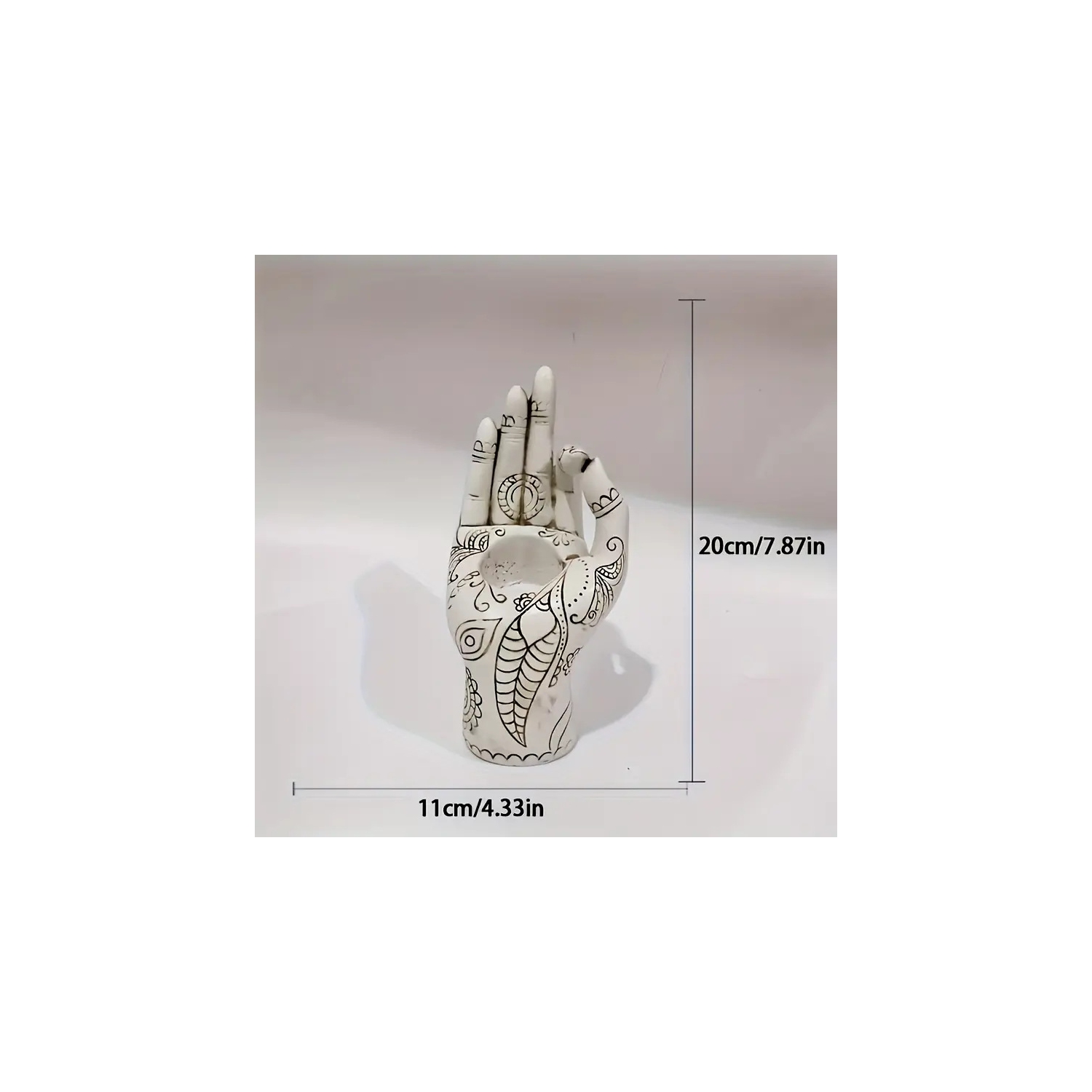 Zen Buddha Hand Candle Holder | Oriental Inspired Resin Home Furnishings | Meditation Yoga Space Decoration | Heartwarming Holiday Gift