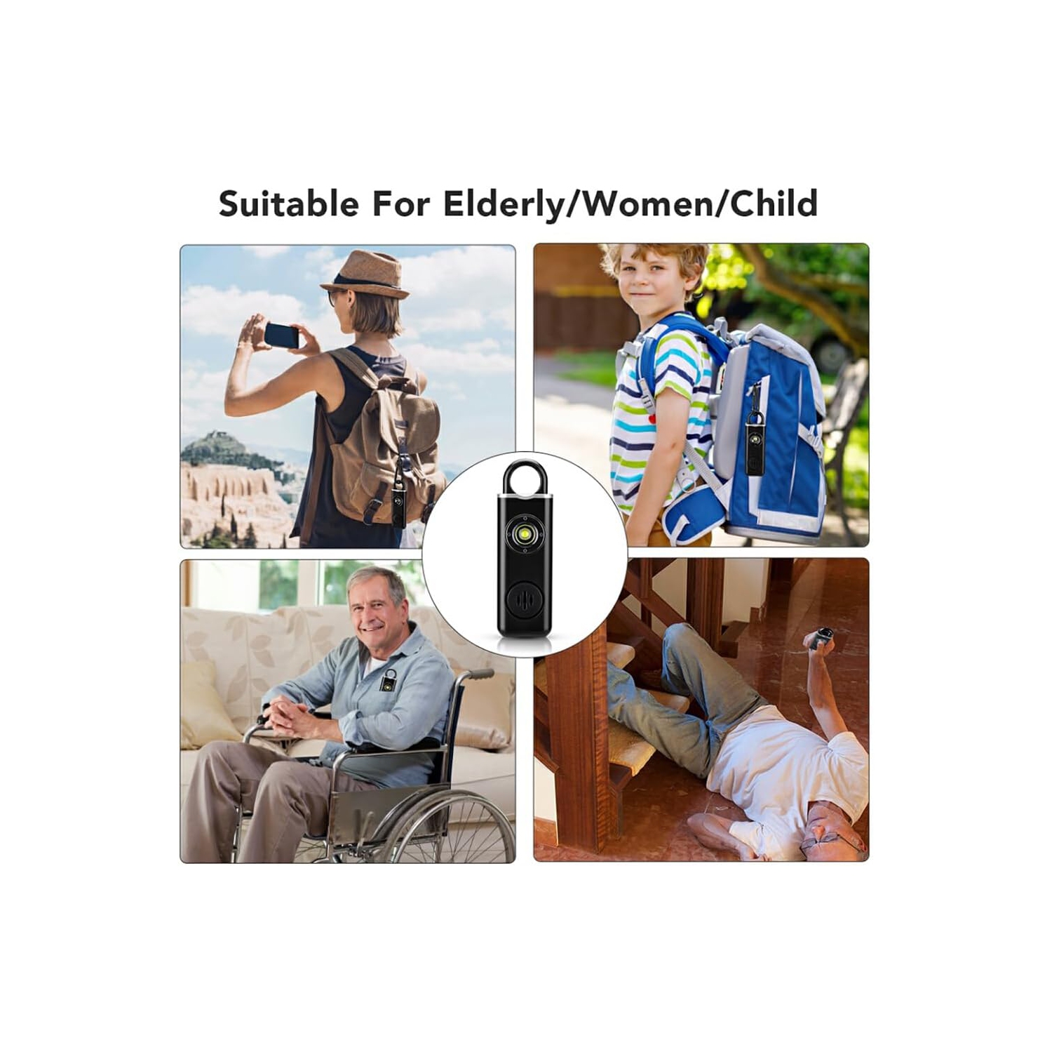 Compact Women's Personal Alarm - Loud 130dB Emergency Siren + LED Flashlight, Jogging/Night Safety Keychain