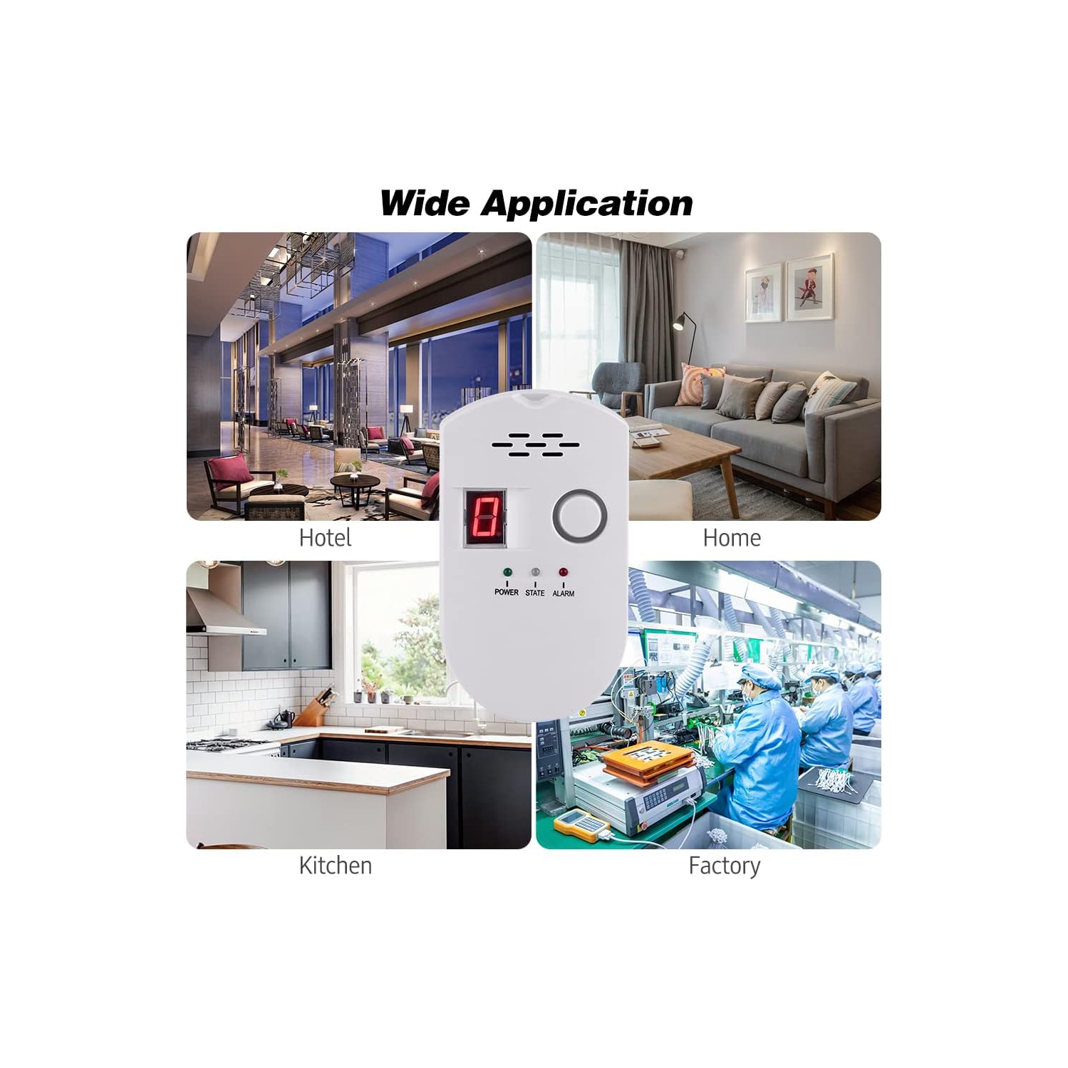 Détecteur de gaz avec affichage LCD, alarme gaz naturel/méthane/GPL, alarme 85&nbsp;dB de décibels élevés, convient à la maison, la cuisine, le VR et