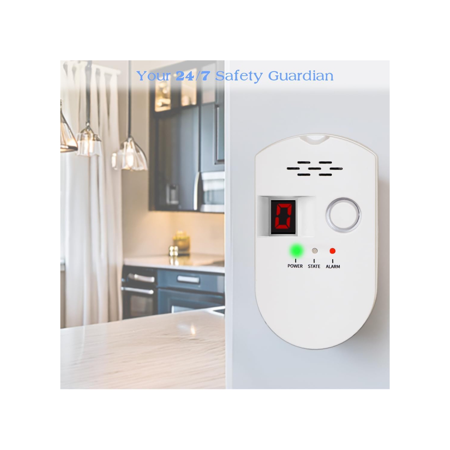 Détecteur de gaz avec affichage LCD, alarme gaz naturel/méthane/GPL, alarme 85&nbsp;dB de décibels élevés, convient à la maison, la cuisine, le VR et