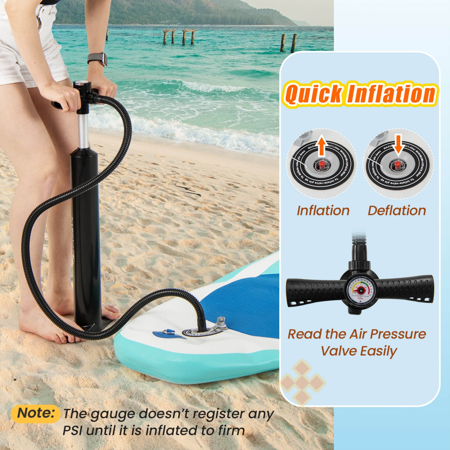 Goplus 11' Inflatable Stand Up Paddle Board whth Accessories Paddle Hand Pump Repair Kit, Blue/Gray/Yellow/Dark Blue/Turquoise