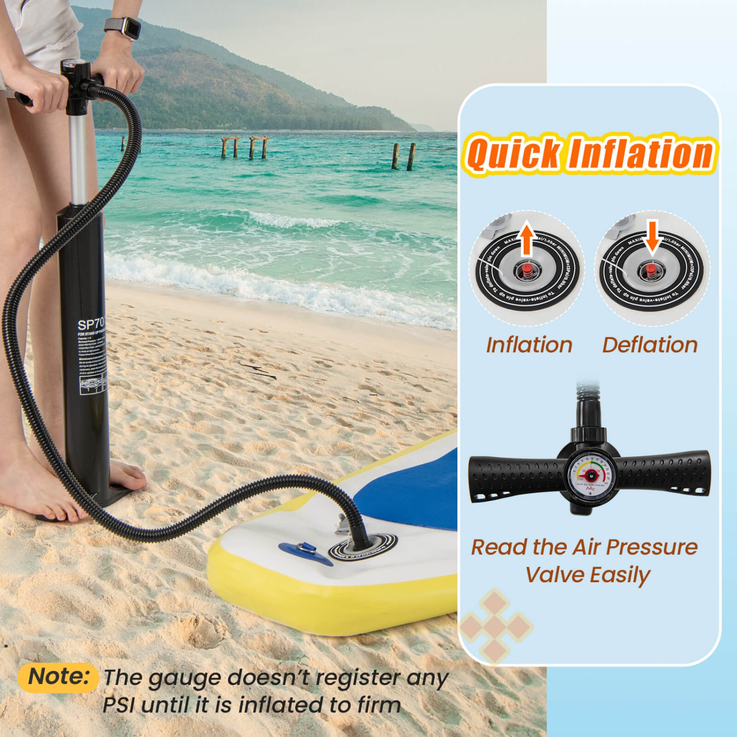 Goplus 11' Inflatable Stand Up Paddle Board whth Accessories Paddle Hand Pump Repair Kit, Blue/Gray/Yellow/Dark Blue/Turquoise