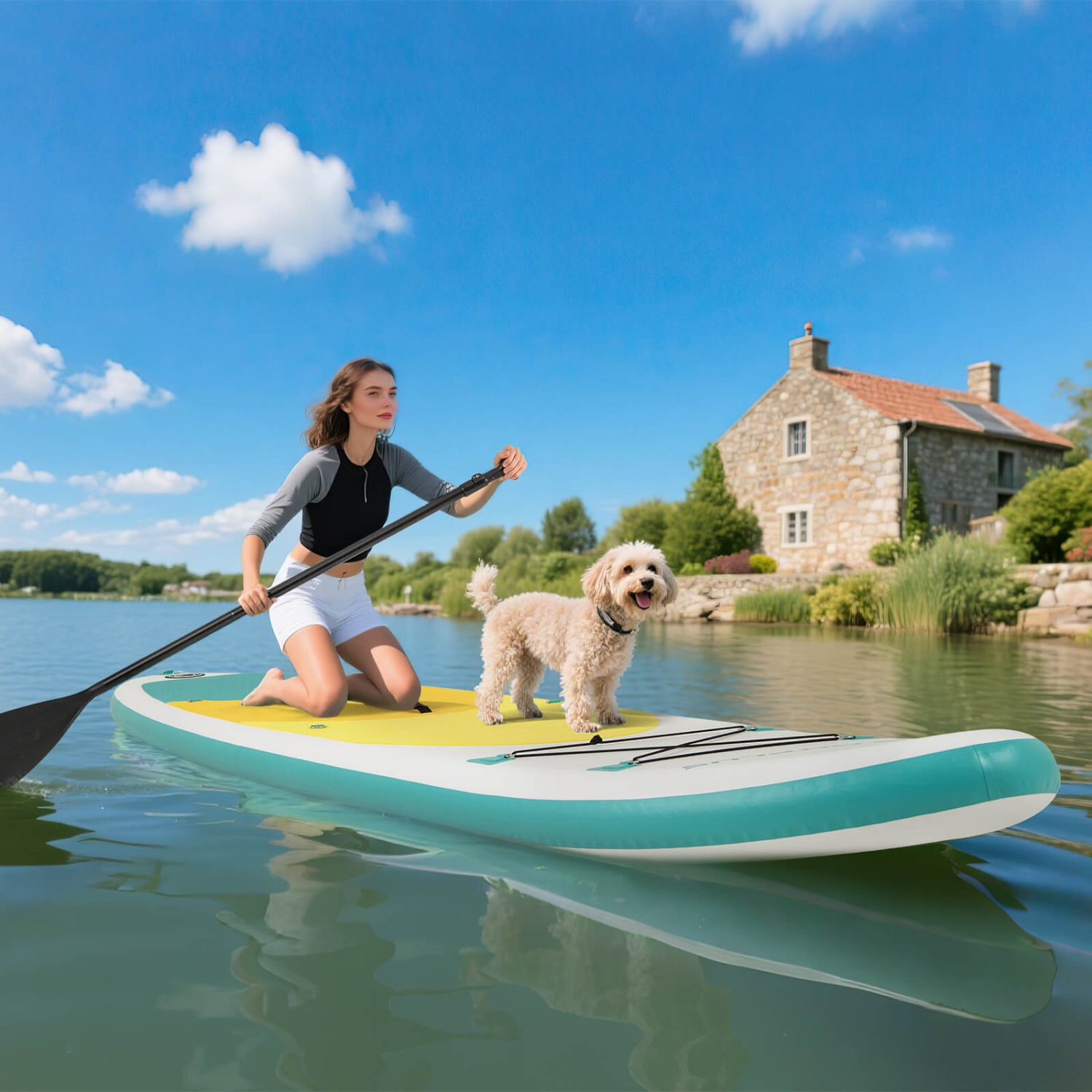 Goplus 11' Inflatable Stand Up Paddle Board whth Accessories Paddle Hand Pump Repair Kit, Blue/Gray/Yellow/Dark Blue/Turquoise