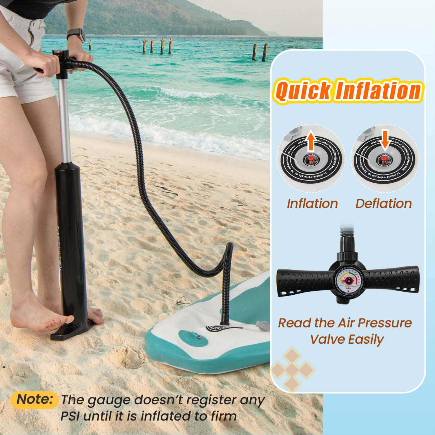 Goplus 11' Inflatable Stand Up Paddle Board whth Accessories Paddle Hand Pump Repair Kit, Blue/Gray/Yellow/Dark Blue/Turquoise