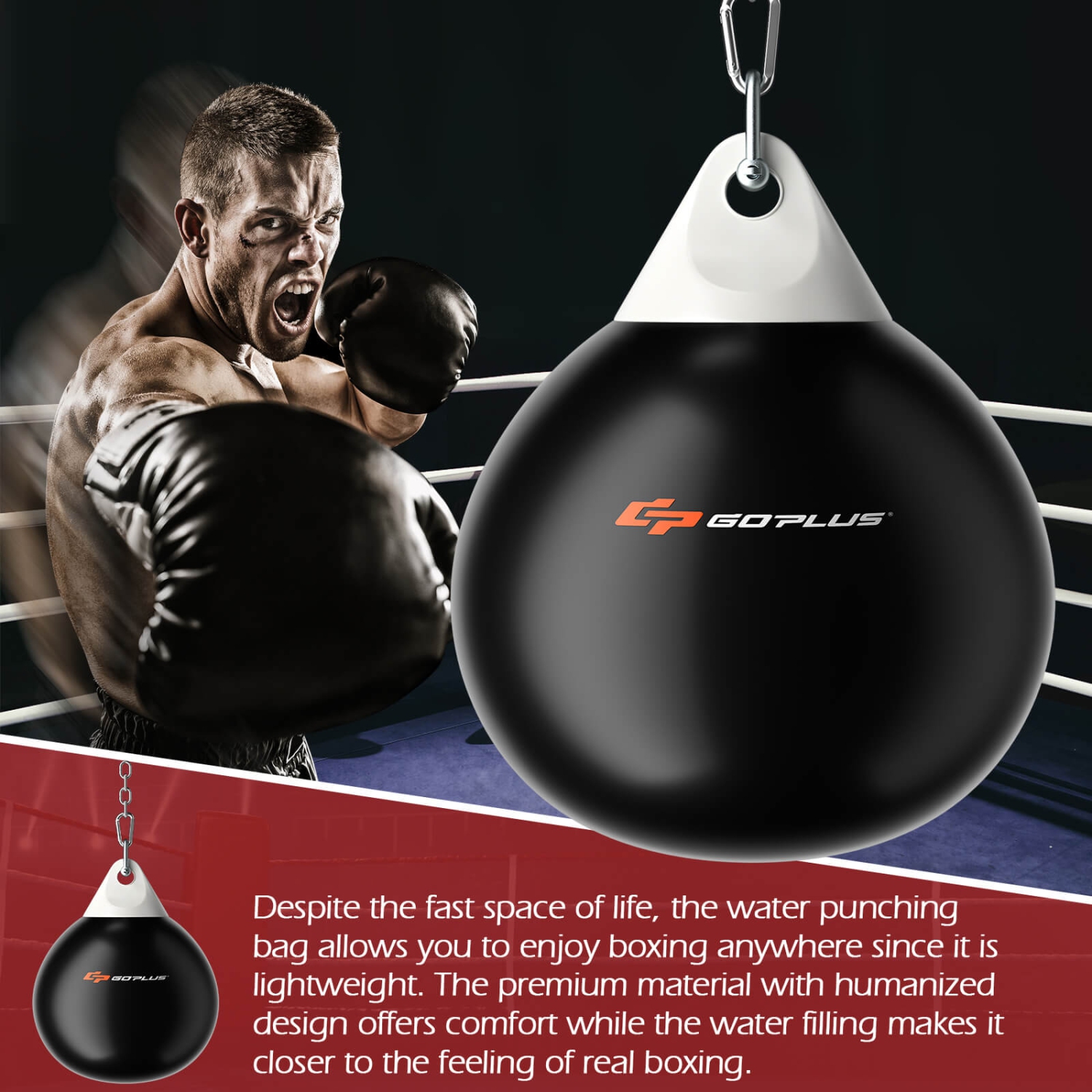 Goplus Water Punching Bag 21" 180 Pound Heavy Punching Bag with Adjustable Metal Chain Blue/Black/White