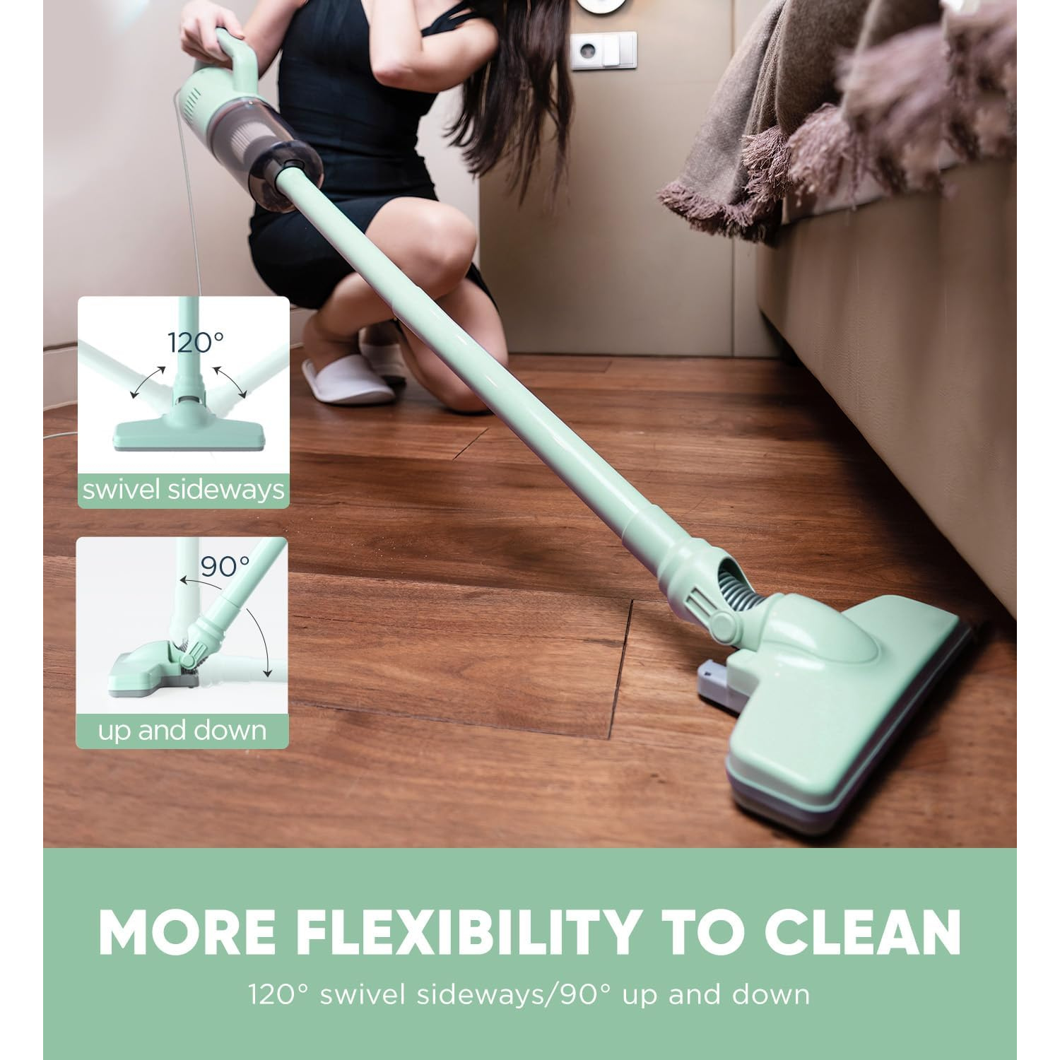 Corded Stick Vacuum Cleaner, 14kpa Powerful Suction Handheld Vacuum Cleaner with Crevice Tool, Small Vacuum Cleaner for Hardwood Floor Pet Hair