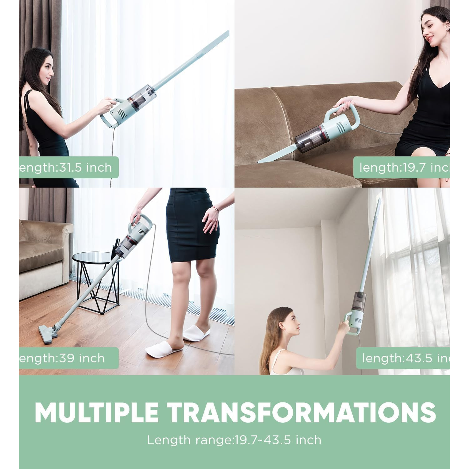 Corded Stick Vacuum Cleaner, 14kpa Powerful Suction Handheld Vacuum Cleaner with Crevice Tool, Small Vacuum Cleaner for Hardwood Floor Pet Hair