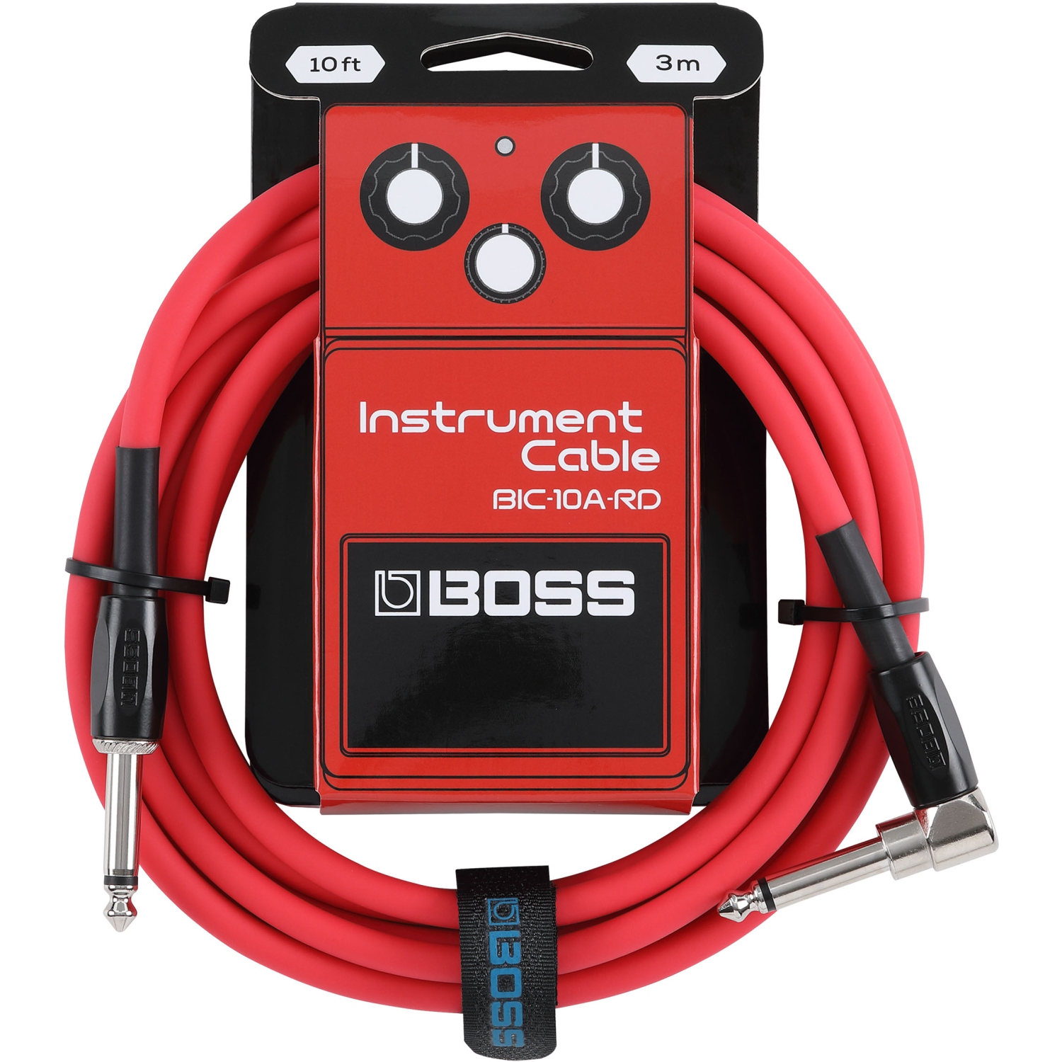 BOSS 10' Straight/Angle Instrument Cable - Red