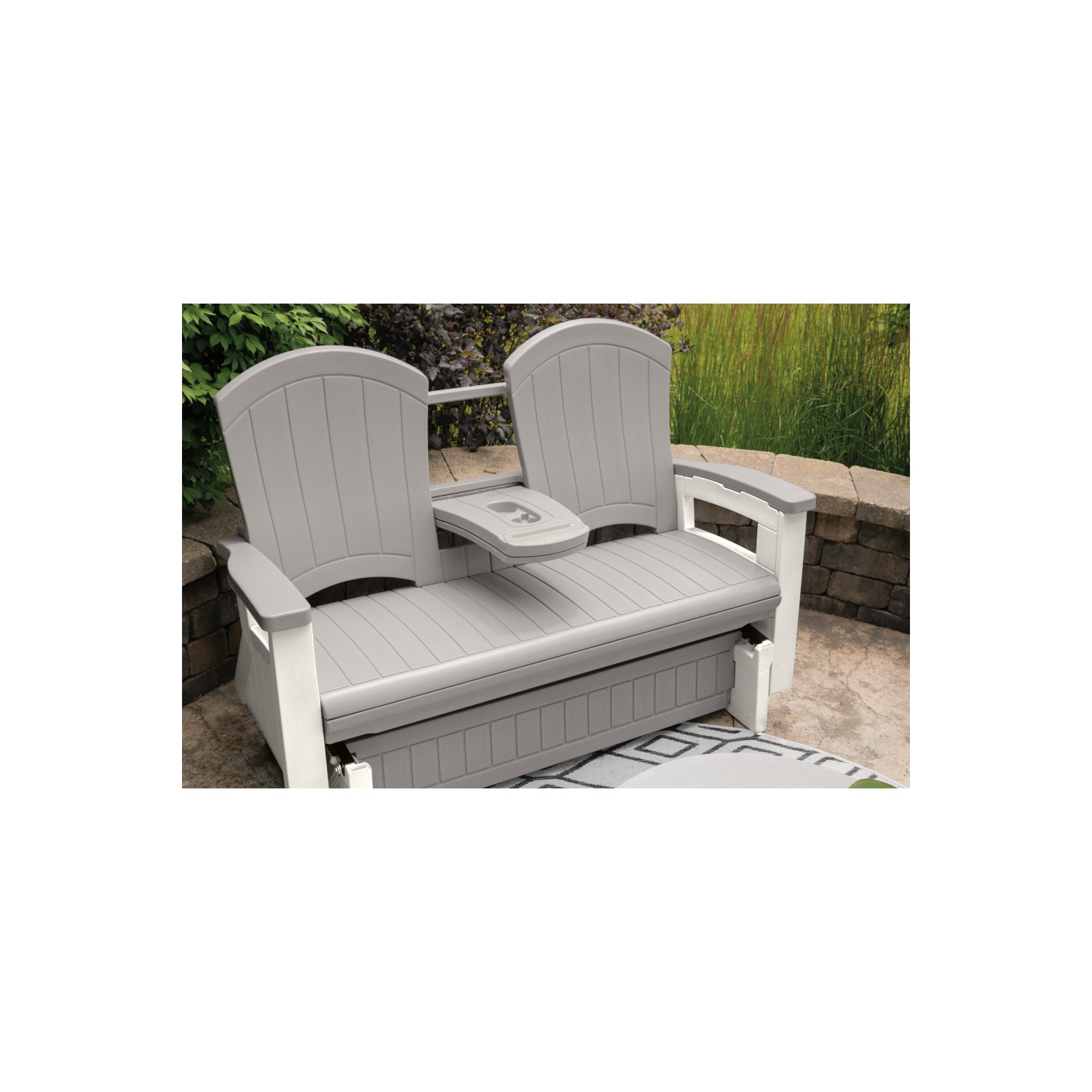 Suncast - Fauteuil coulissant Adirondack avec console - Gris colombe