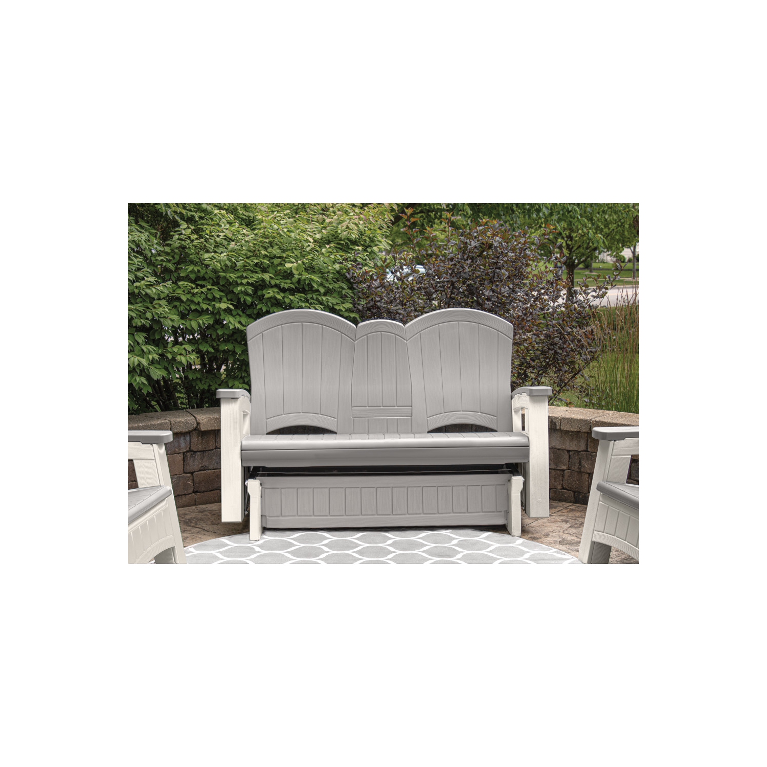 Suncast - Fauteuil coulissant Adirondack avec console - Gris colombe